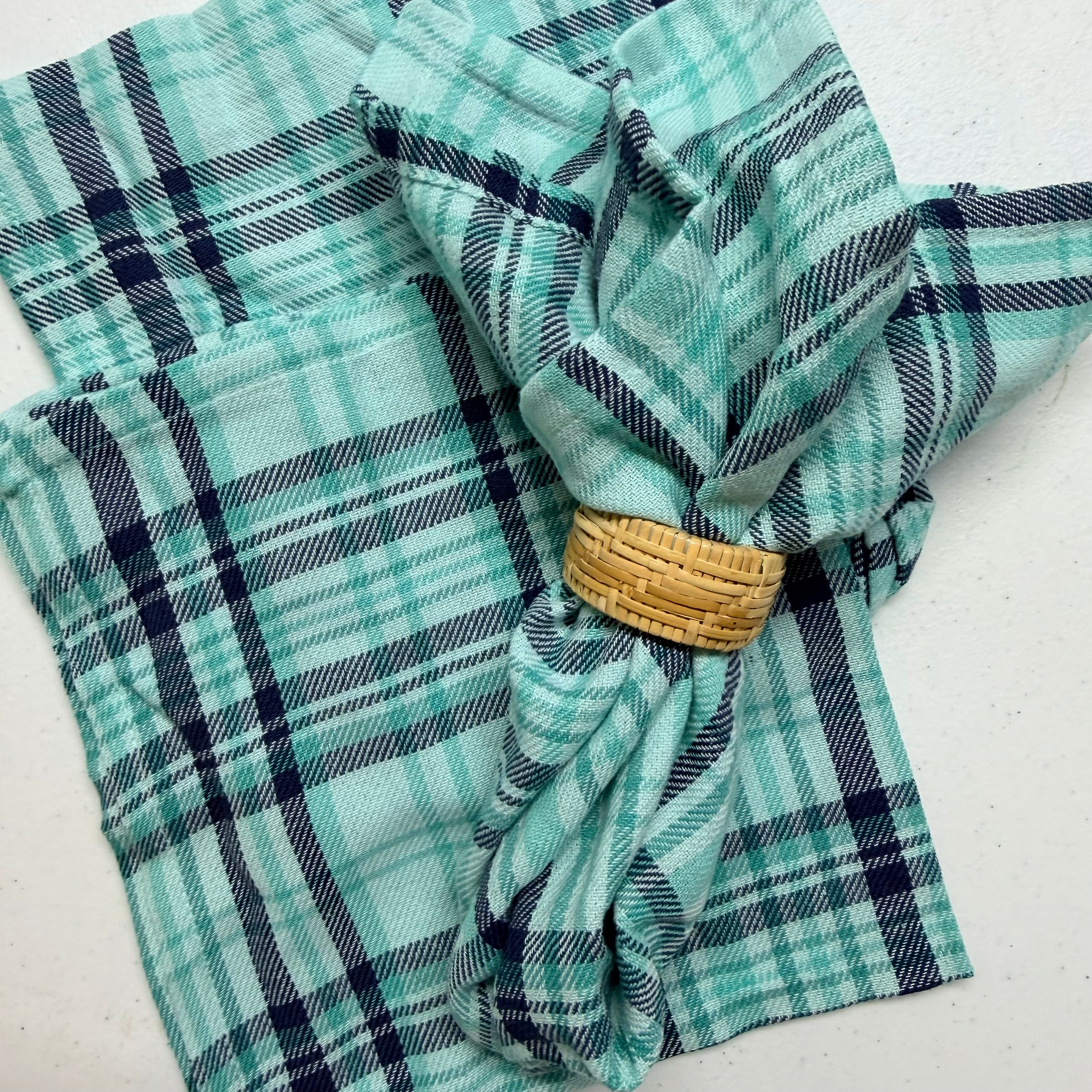 Aqua Plaid Cloth Napkins $28
