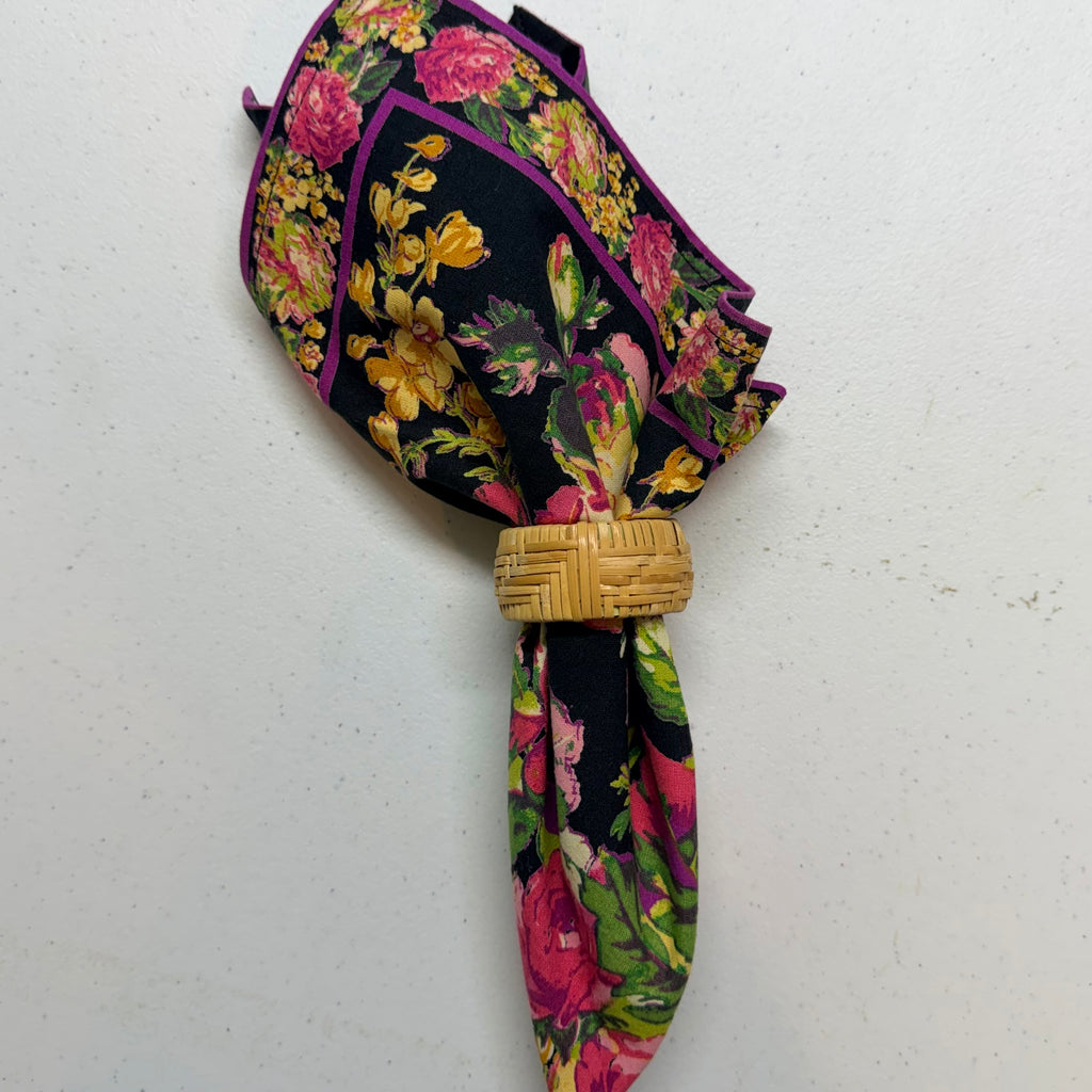 Black & Pink Rose Cloth Napkins $29