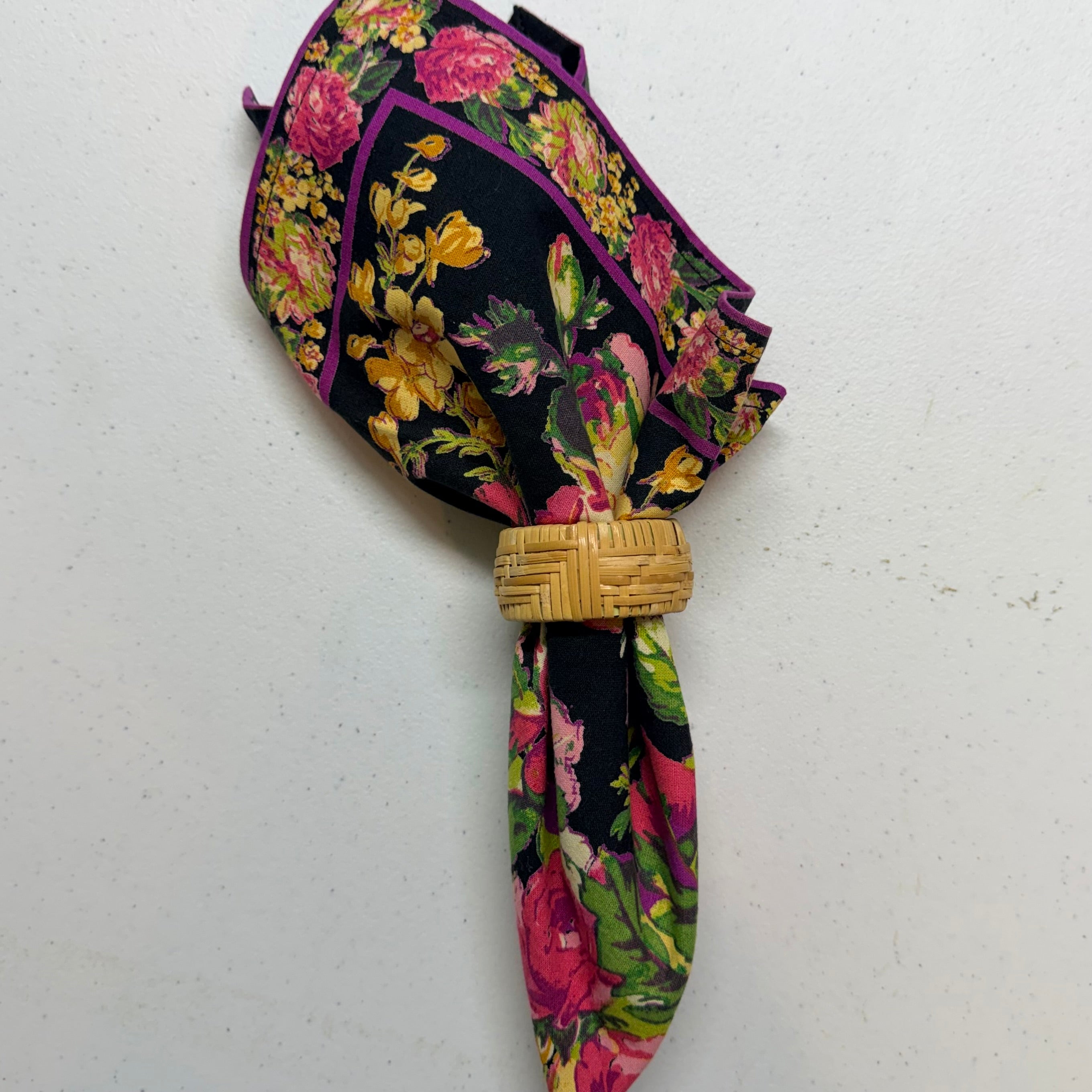 Black & Pink Rose Cloth Napkins $29