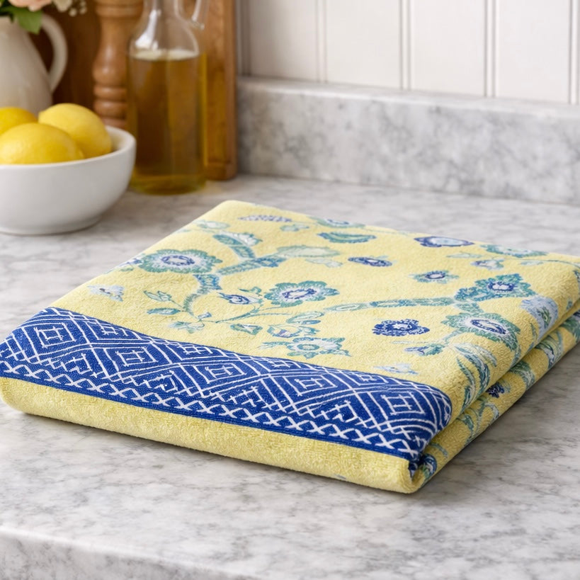 Temple Garden Yellow Kitchen Towel $14