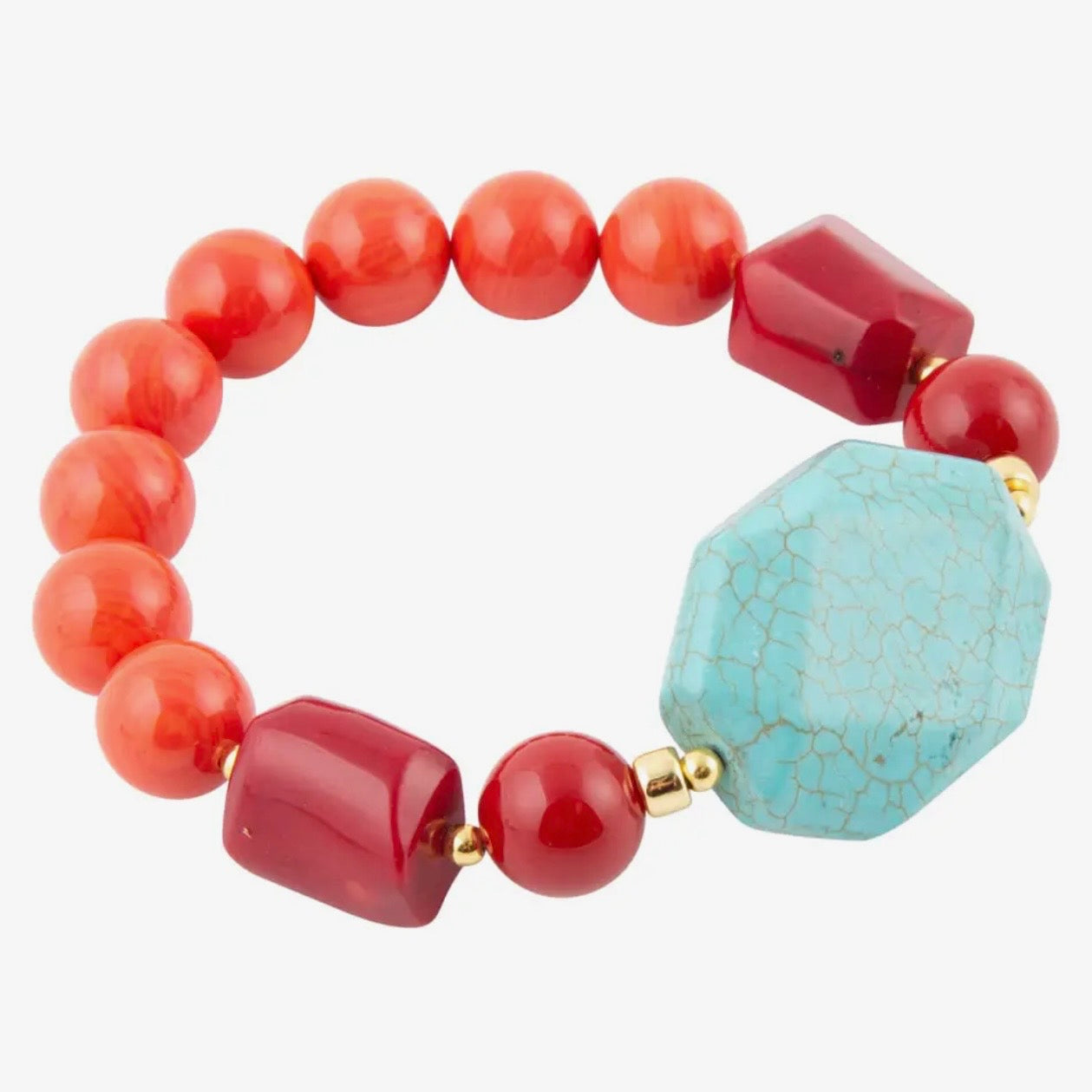 Orange Coral & Magnesite Bracelet  $48