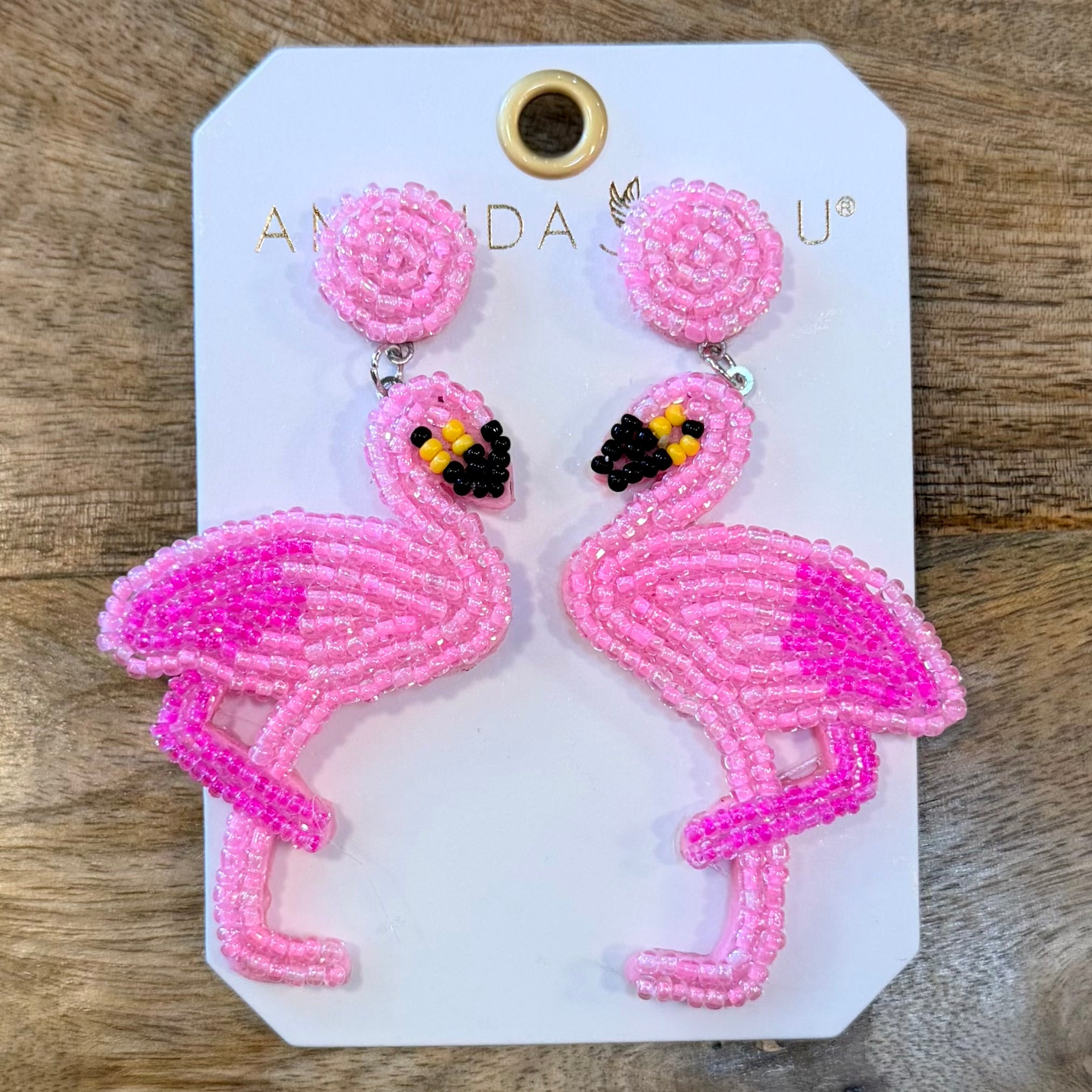 Flamingo Beaded Earrings $25