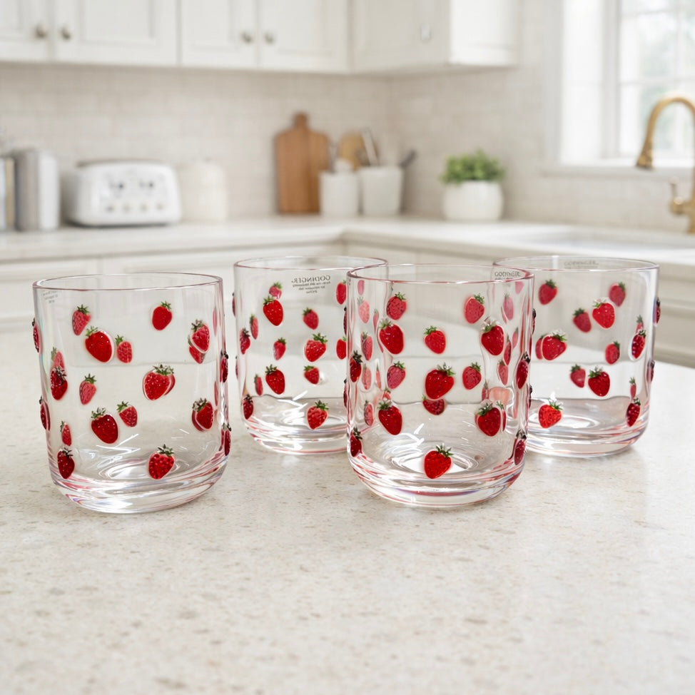 Set of 4 Strawberry Acrylic Tumblers $36