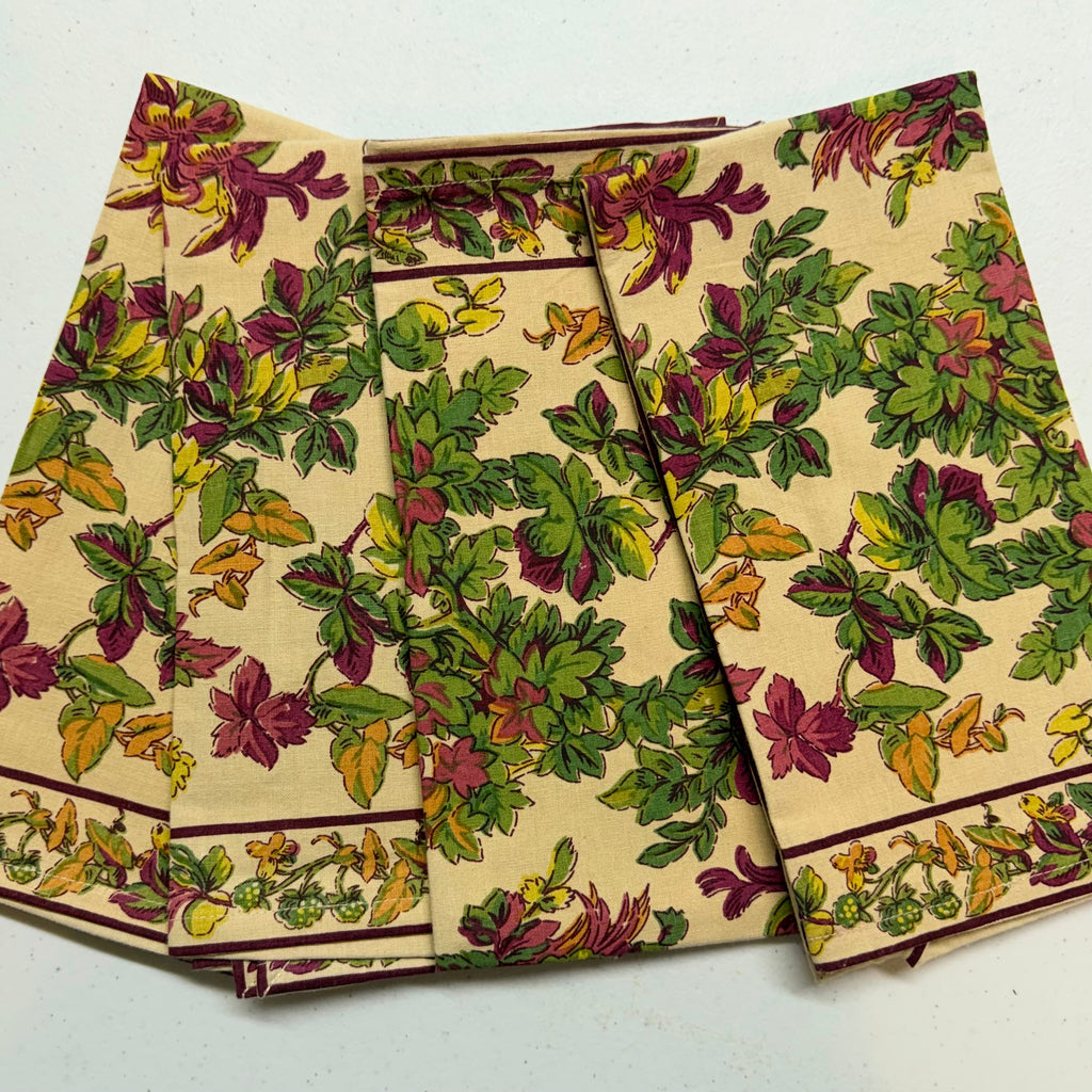 Cream Antique Floral Cloth Napkins $29