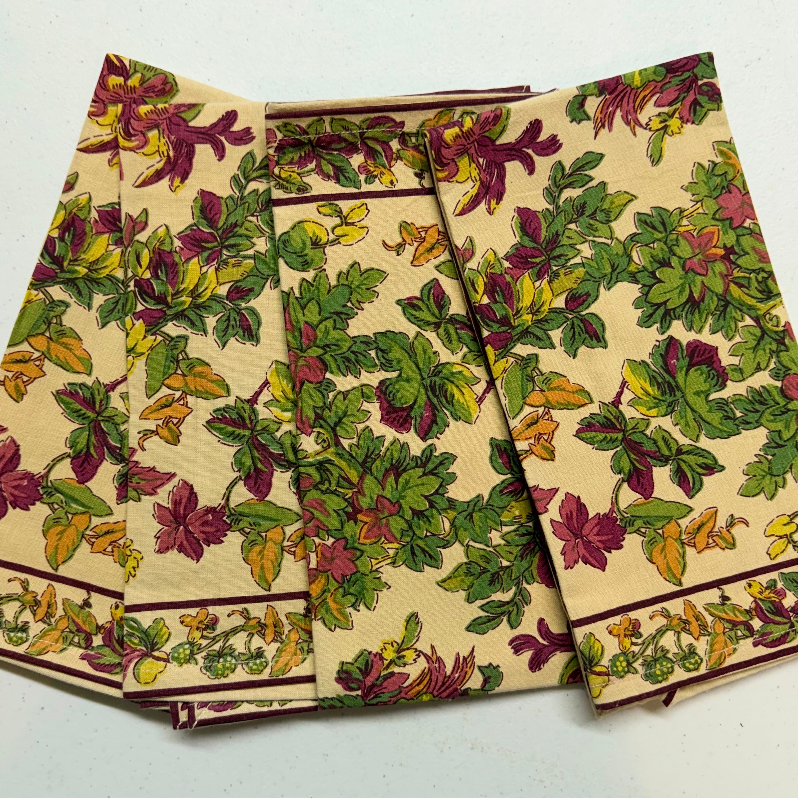 Cream Antique Floral Cloth Napkins $29