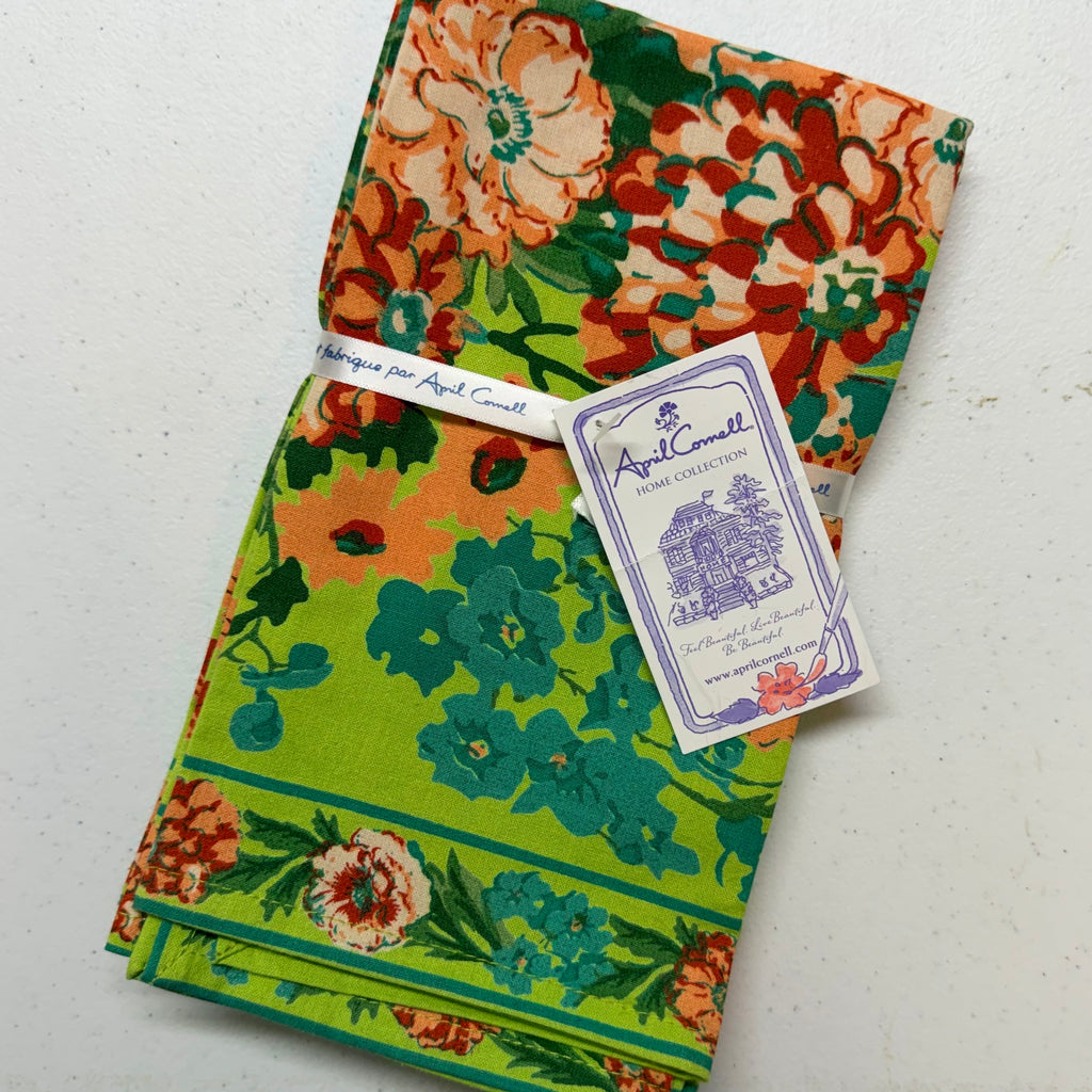 Lime Green Zinnia Cloth Napkins $29