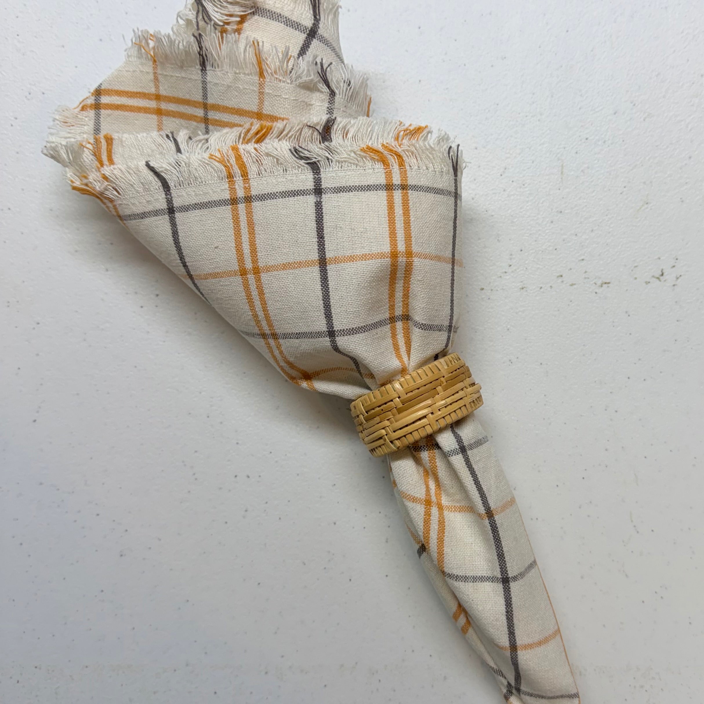 Orange & Gray Skinny Plaid Cloth Napkins $24