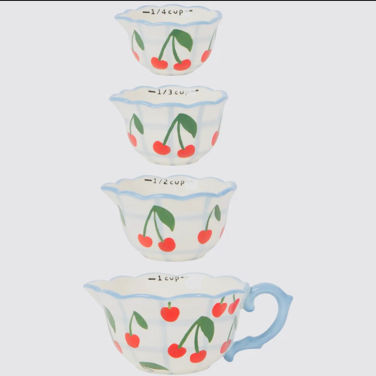 Very Cherry Ceramic Measuring Cups $32