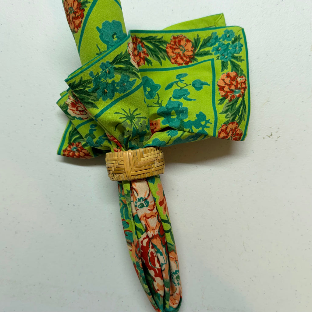 Lime Green Zinnia Cloth Napkins $29