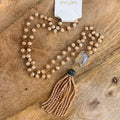 Athena Peach Beaded Tassel Necklace $28