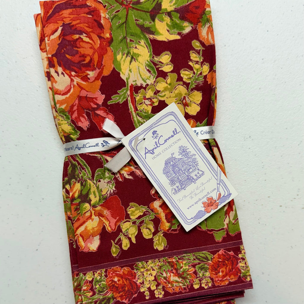Red Victorian Rose Cloth Napkins $29