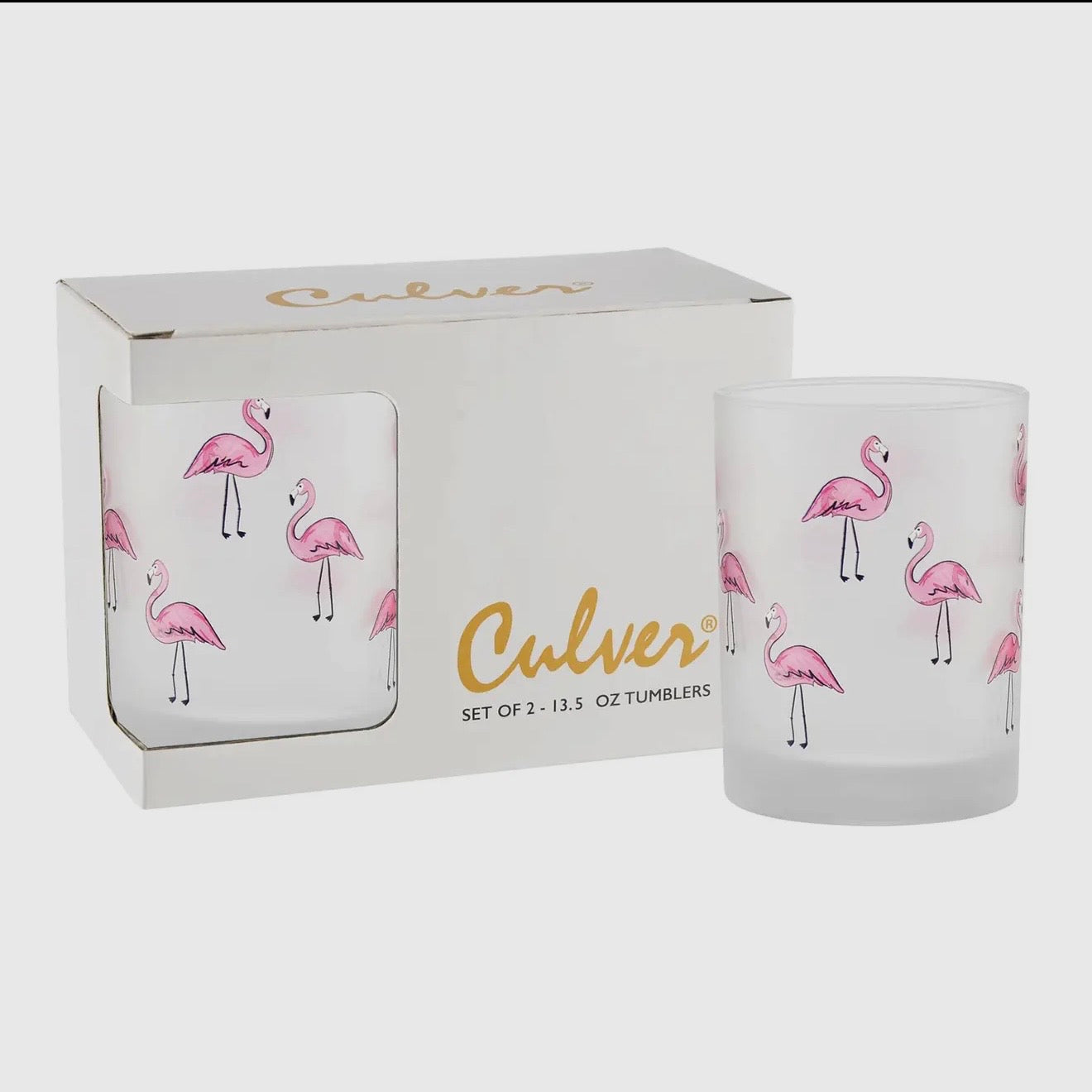 Frosted Flamingo Cocktail Glass Set of 2 $25