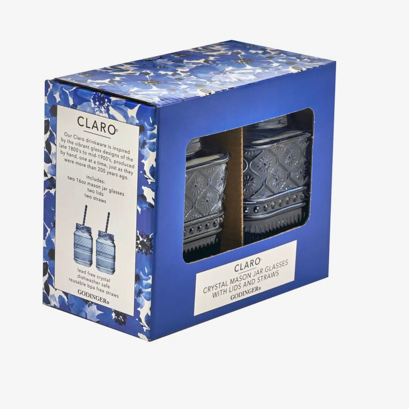Set of 2 Blue Mason Jar Tumblers $25