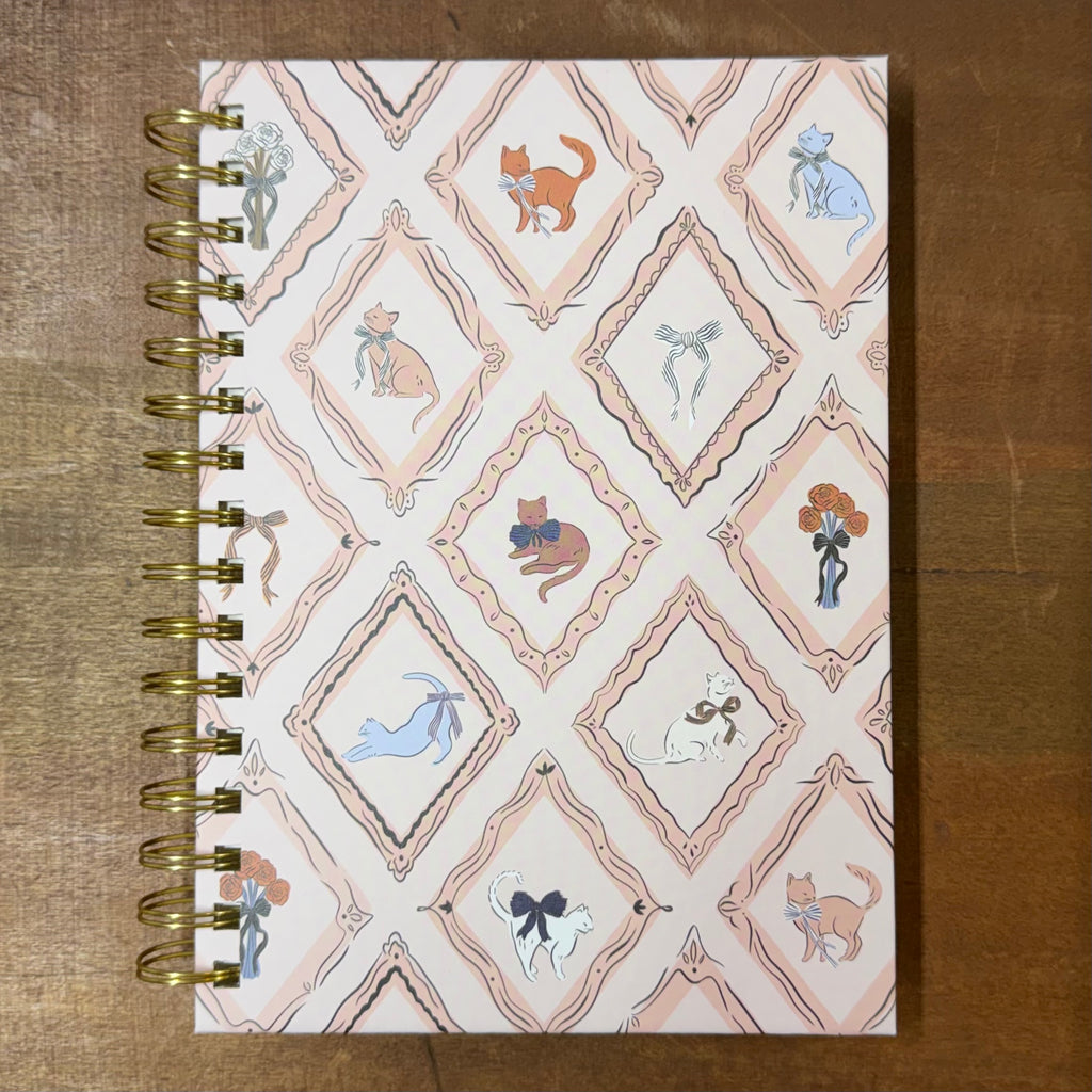 Peachy Pink Cats Spiral Journal $18