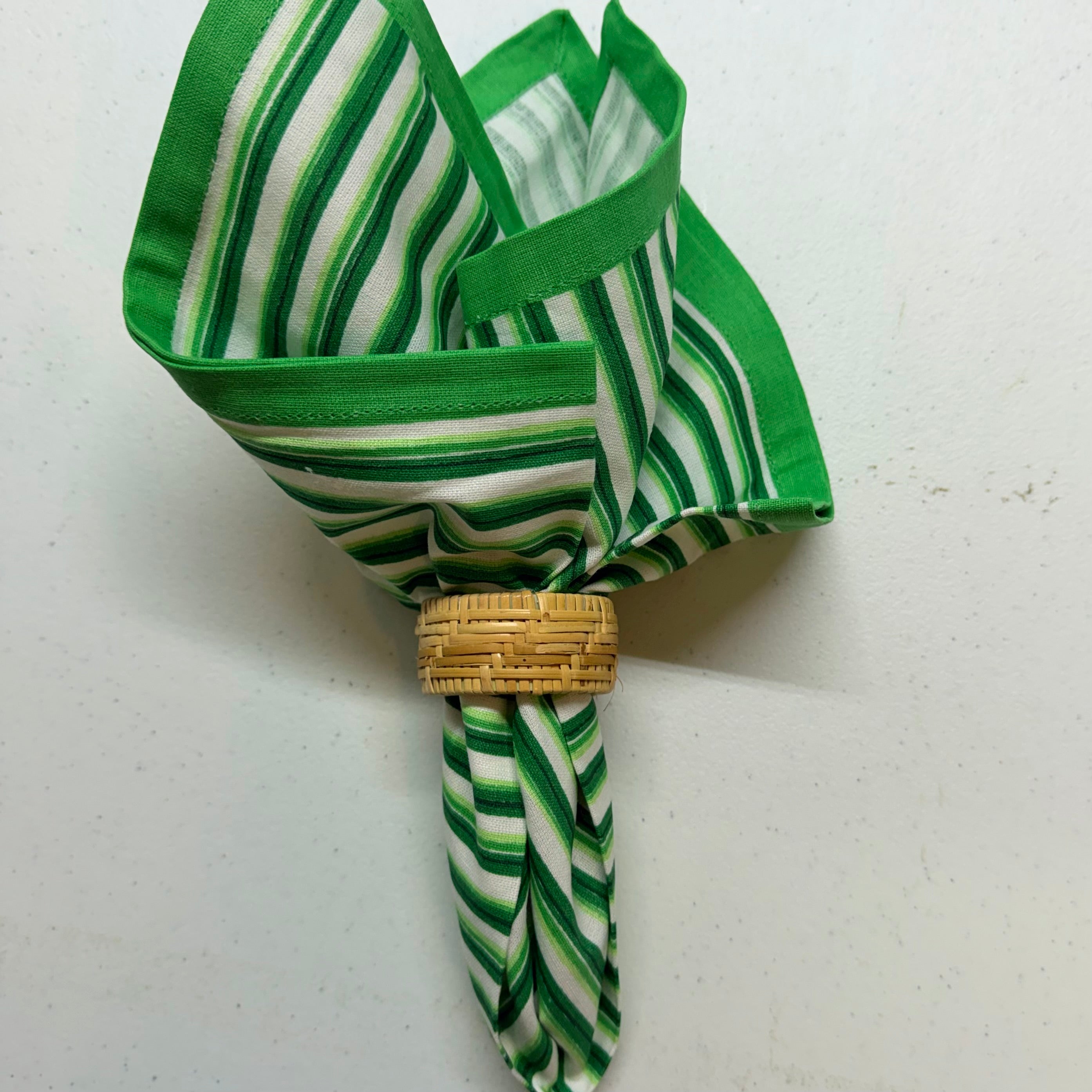 Green Geo Stripe Cloth Napkins $28