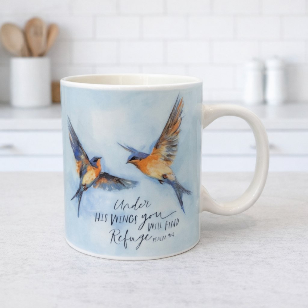 Under His Wings Mug $20