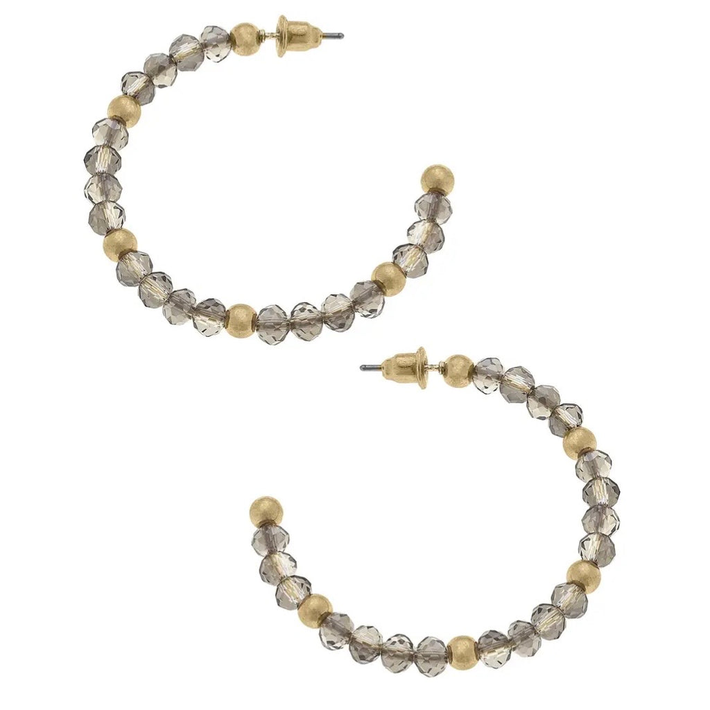 Beaded Glass Hoop Earrings $22