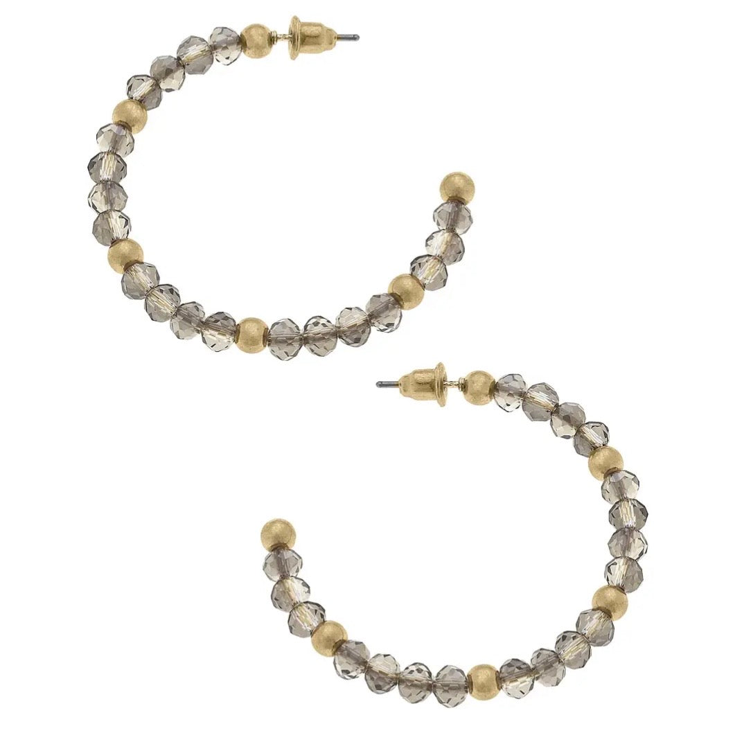 Beaded Glass Hoop Earrings $22