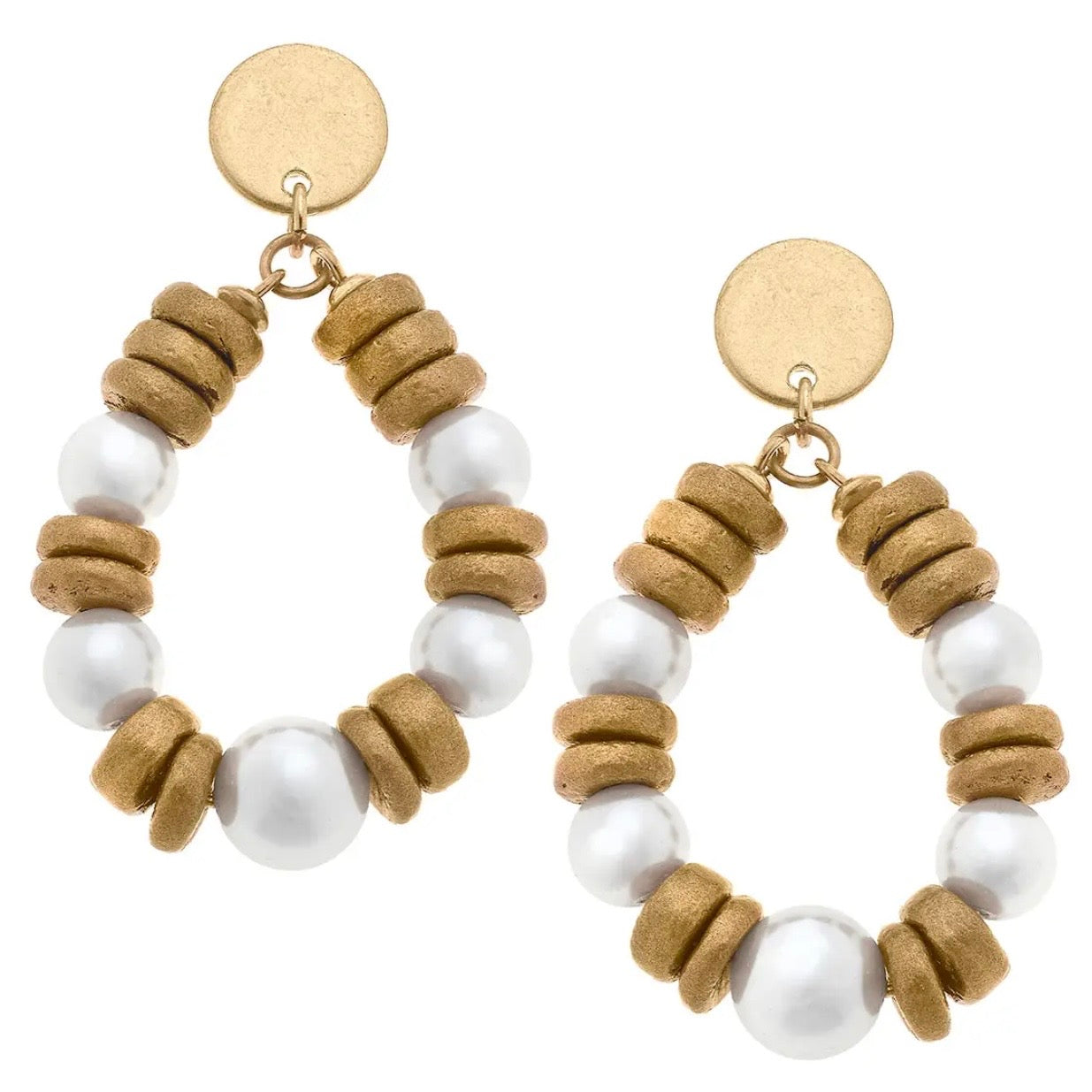 Pearl & Wood Teardrop Earrings $24