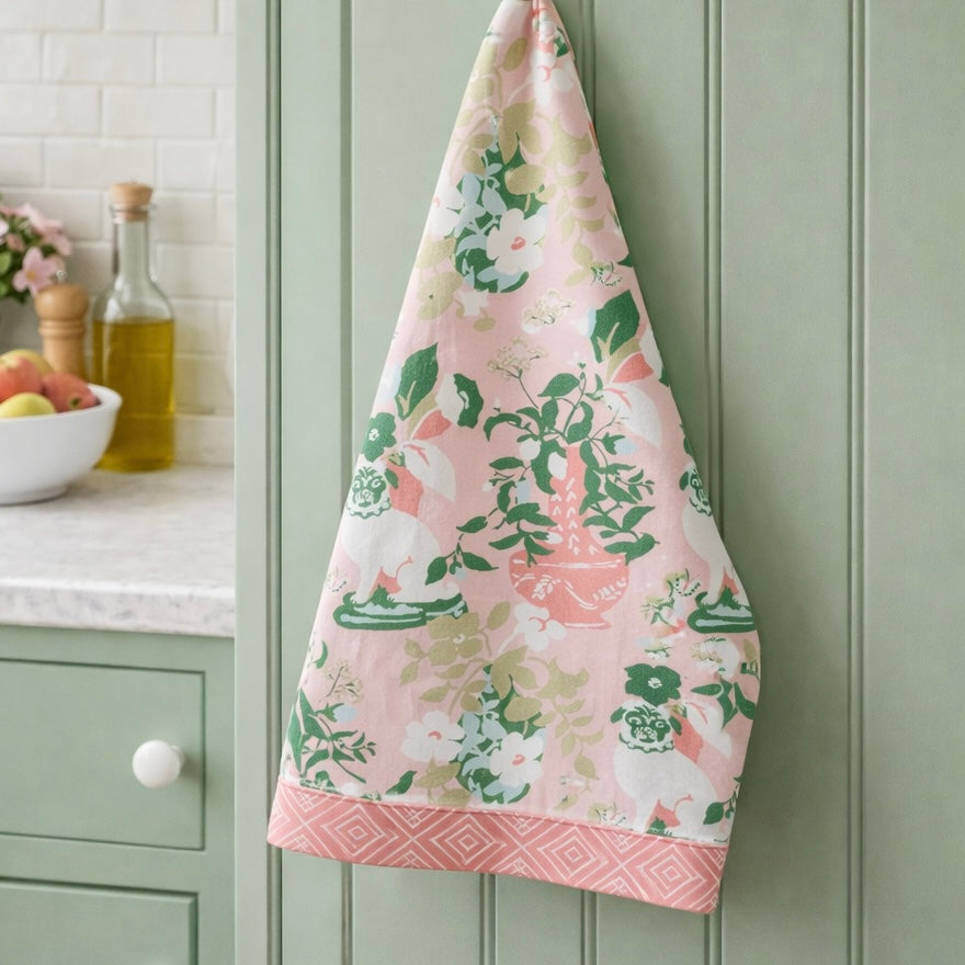 Pink Pug Palace Kitchen Towel $14