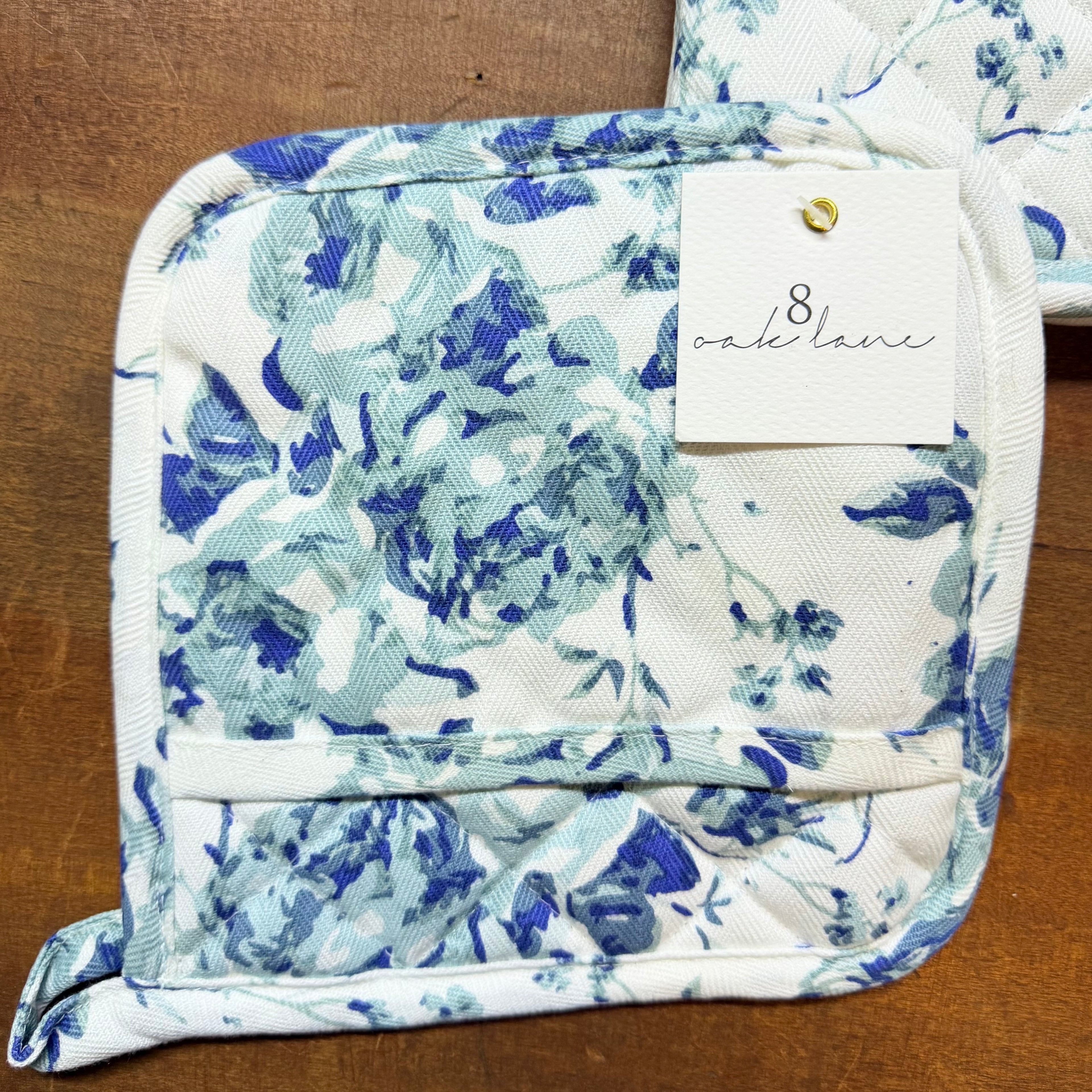 Blue Rose Oven Mitt Set $28