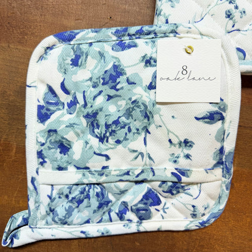 Blue Rose Oven Mitt Set $28
