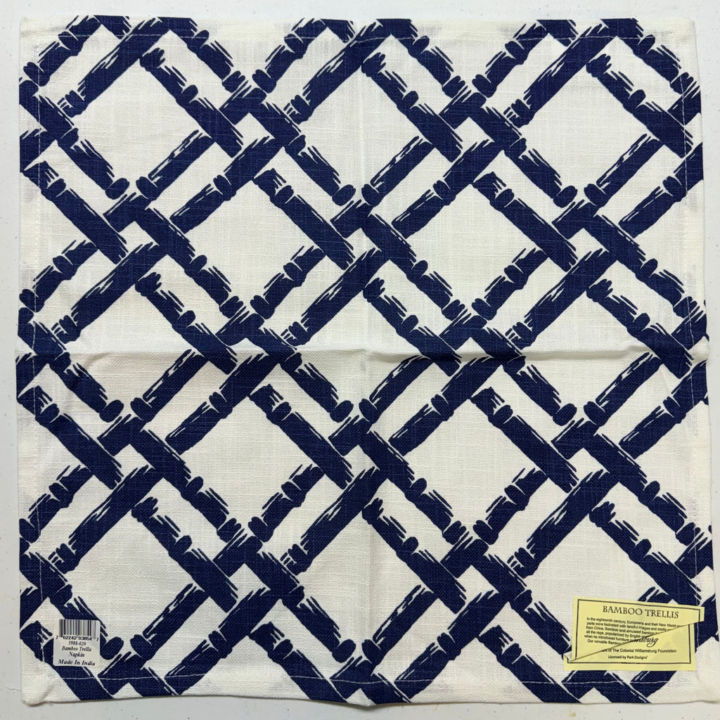 Blue Bamboo Trellis Cloth Napkins $28