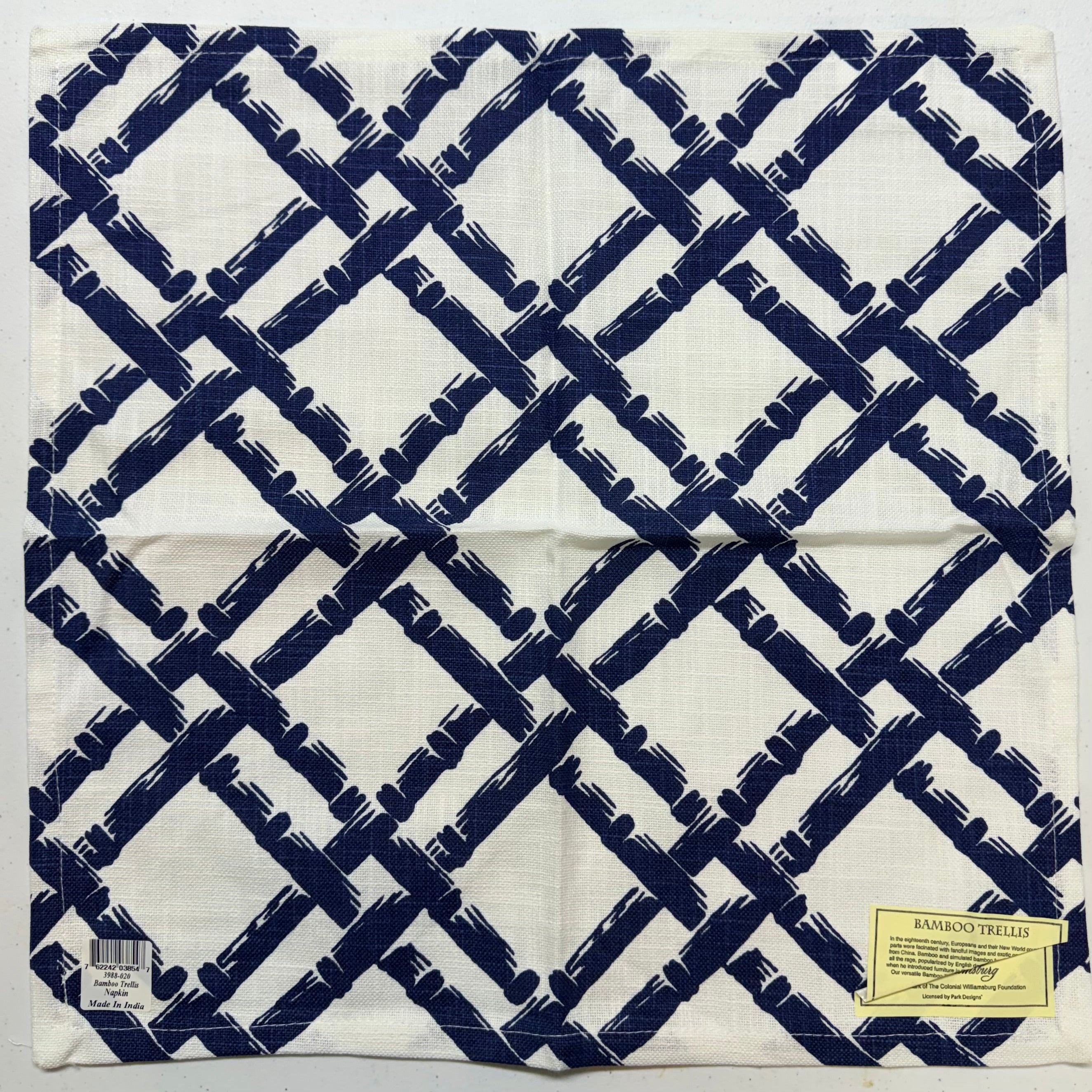 Blue Bamboo Trellis Cloth Napkins $28