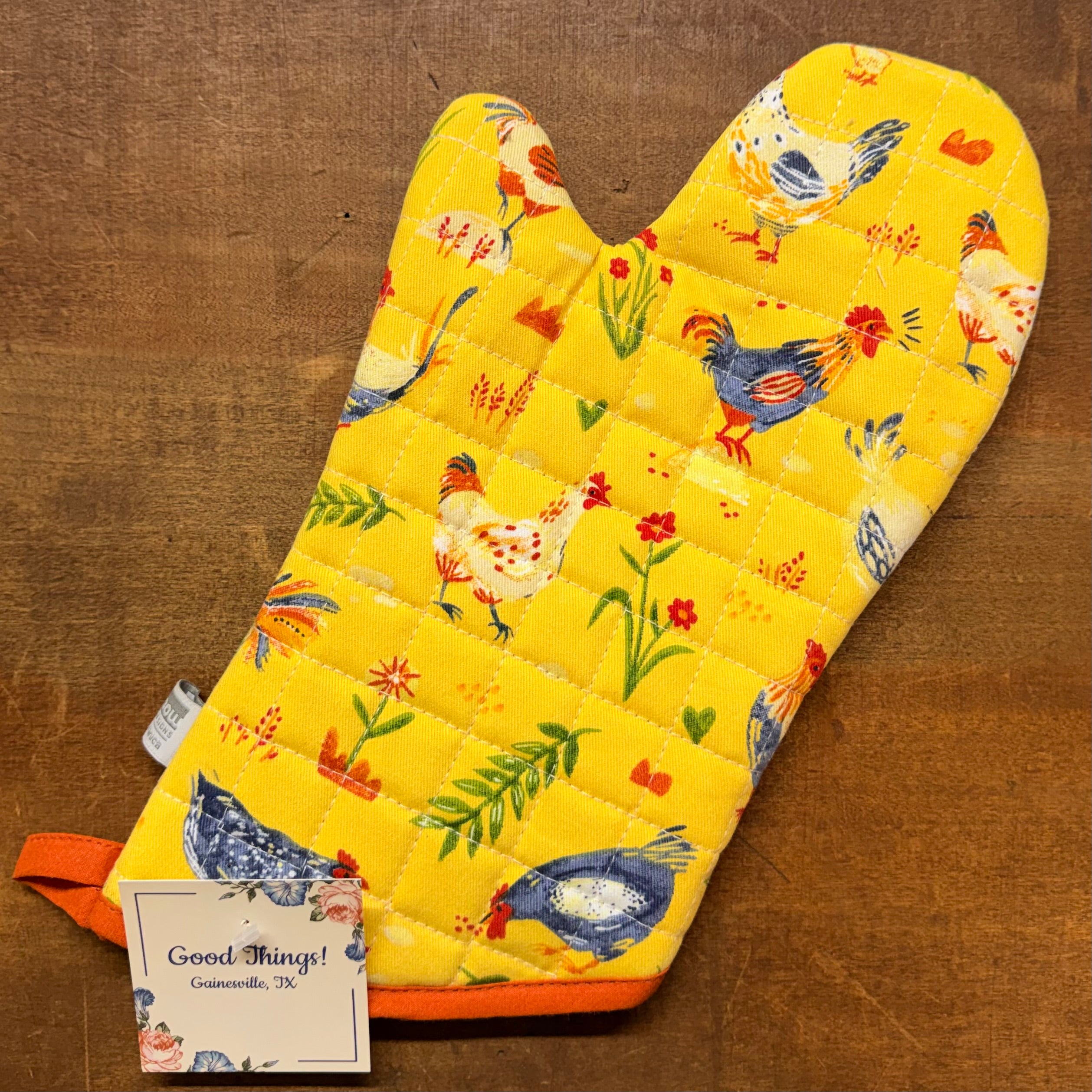 Yellow Chickens Oven Mitt $15