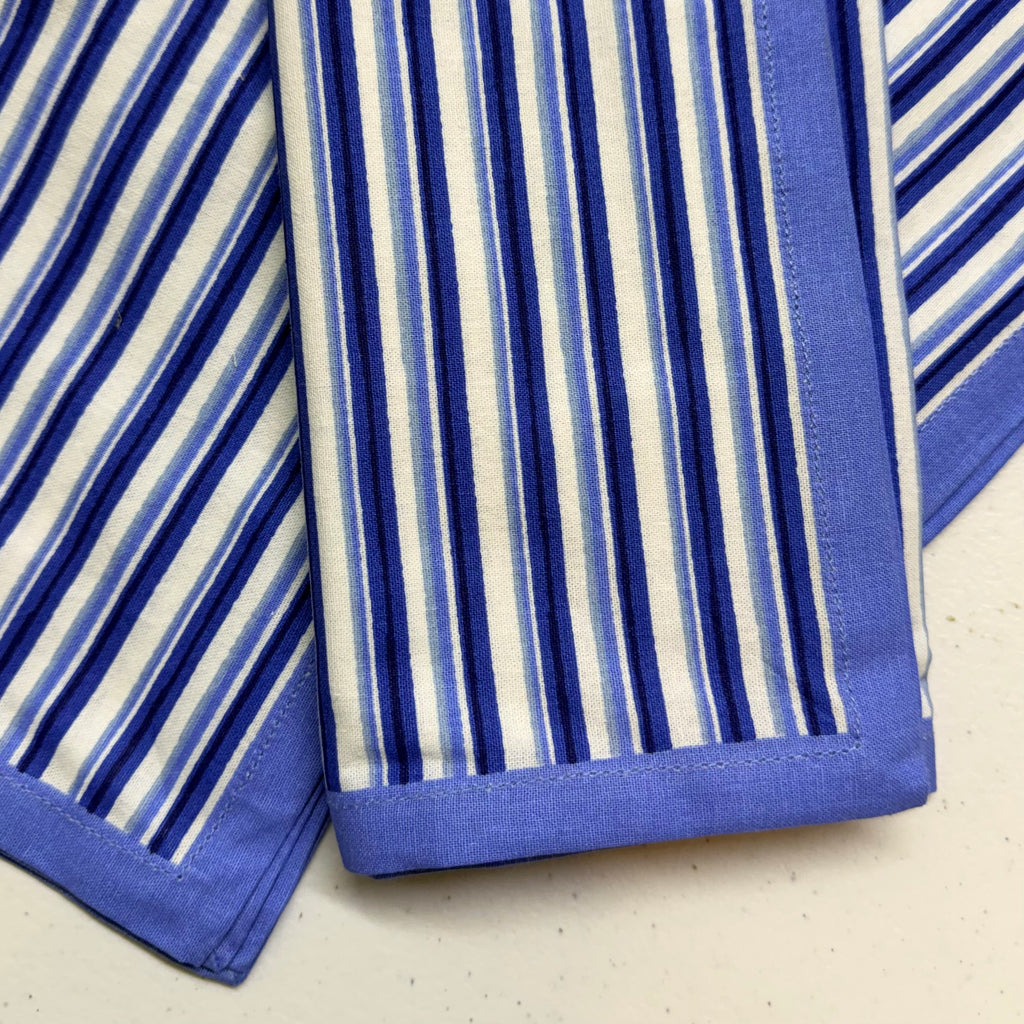 Blue Geo Stripe Cloth Napkins $28