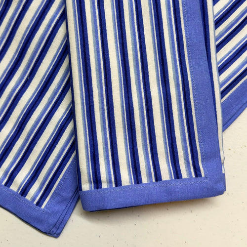 Blue Geo Stripe Cloth Napkins $28
