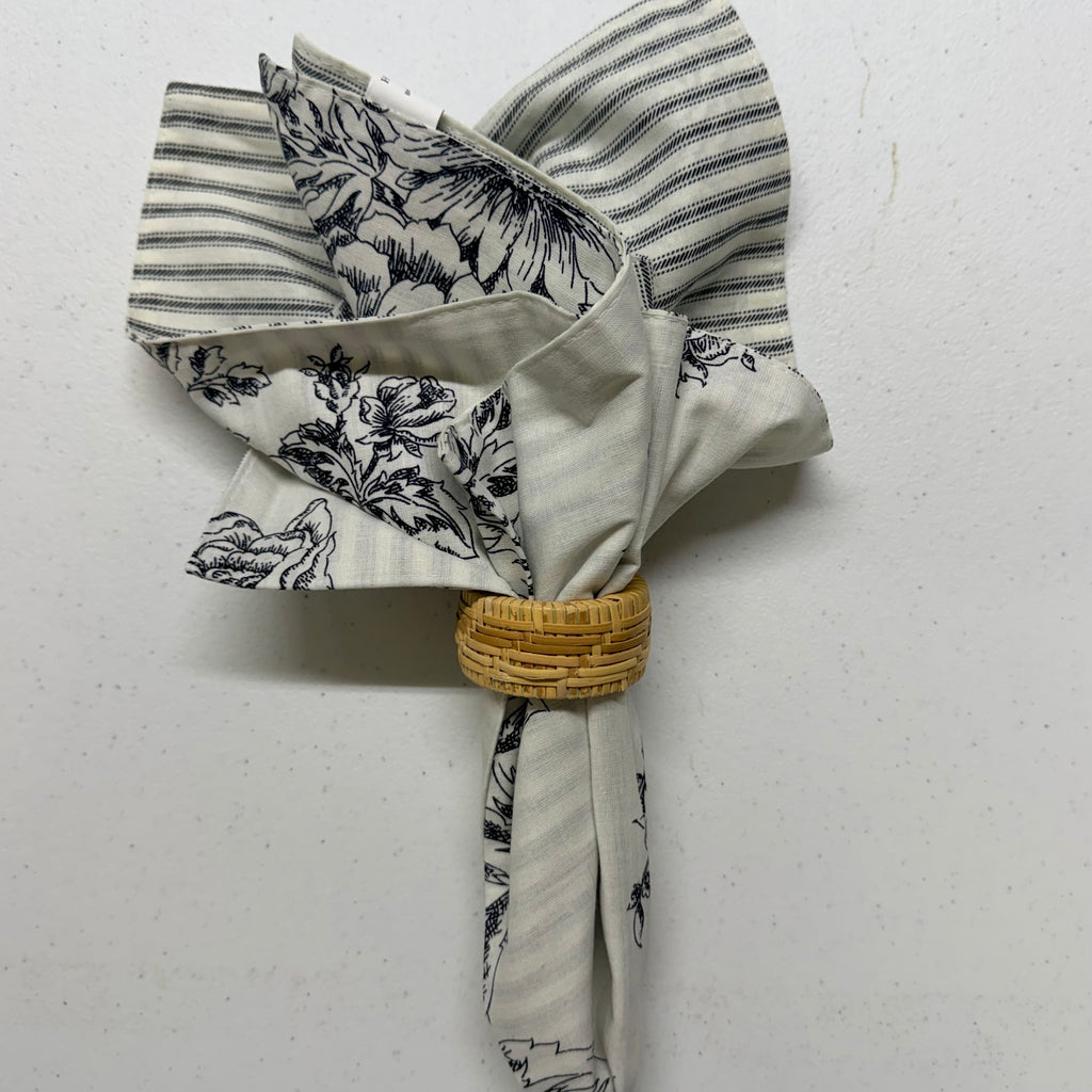 Onyx Black Floral Cloth Napkins $30