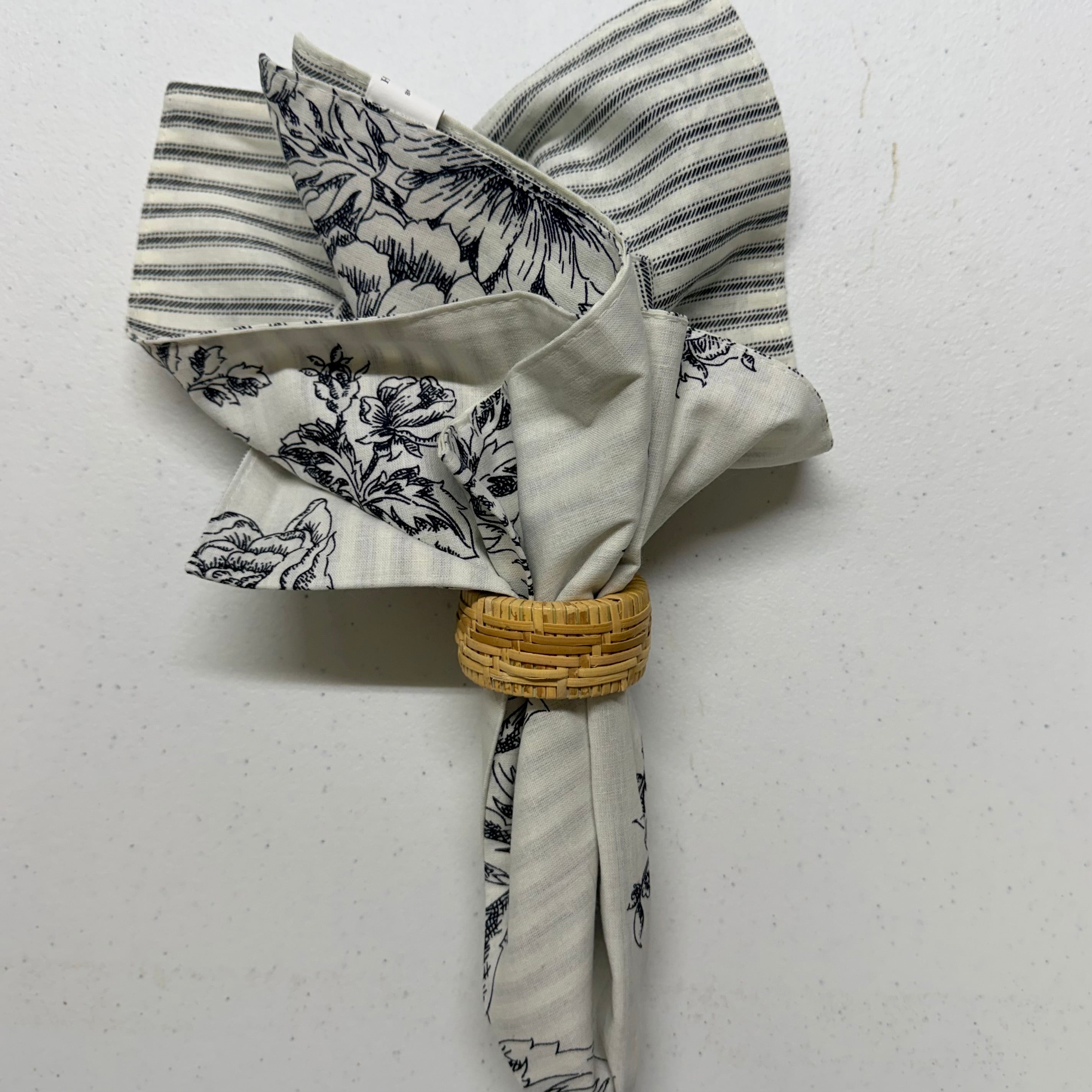 Onyx Black Floral Cloth Napkins $30
