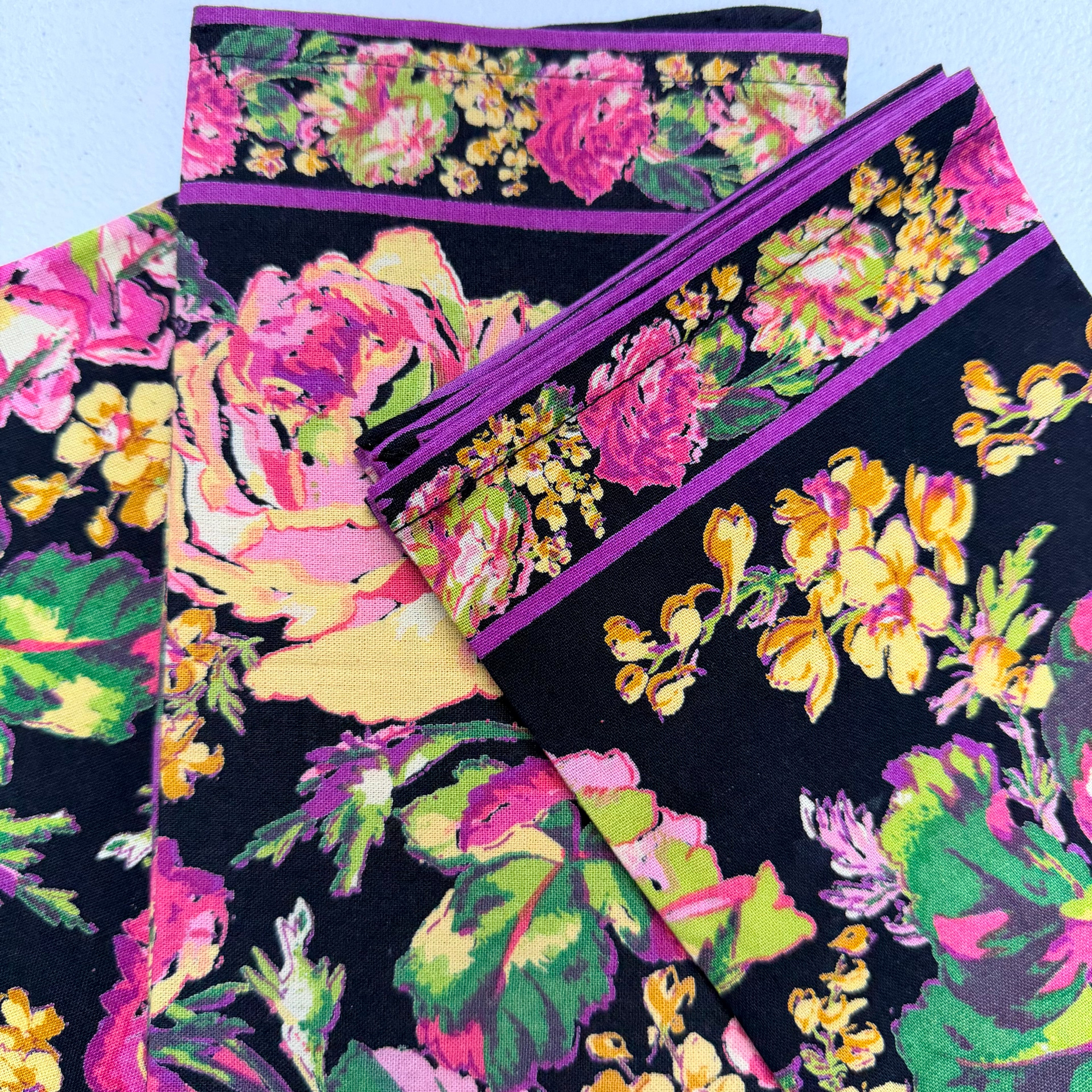 Black & Pink Rose Cloth Napkins $29