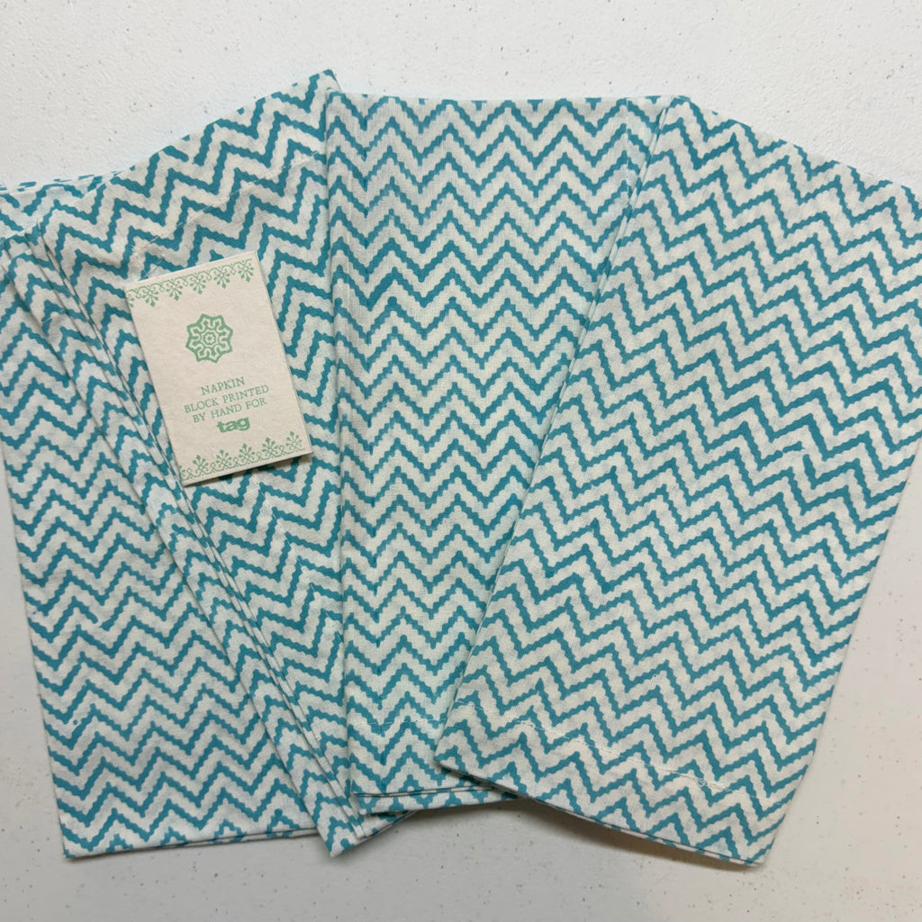 Turquoise Chevron Cloth Napkins $25