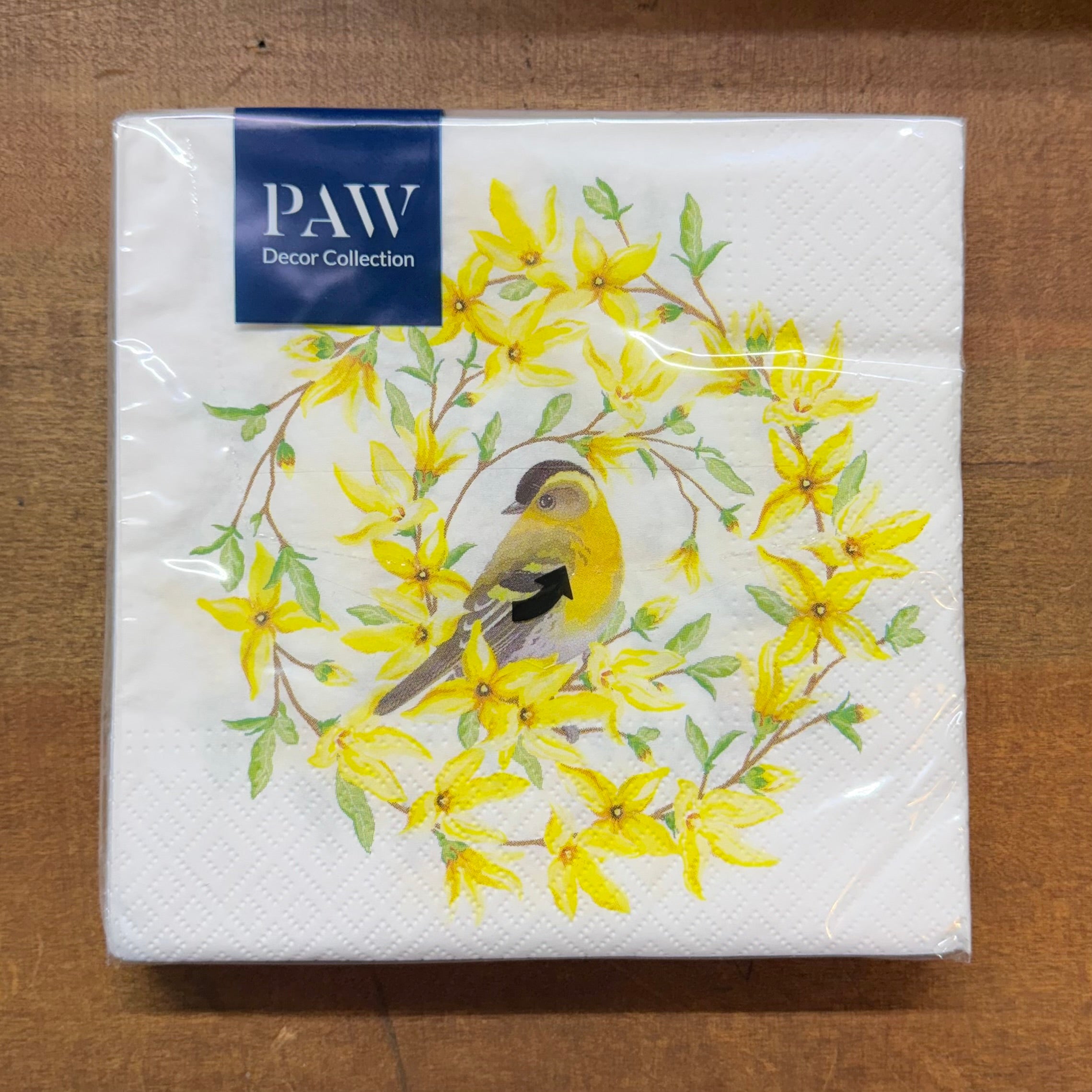 Yellow Forsythia Bird Paper Luncheon Napkins $8