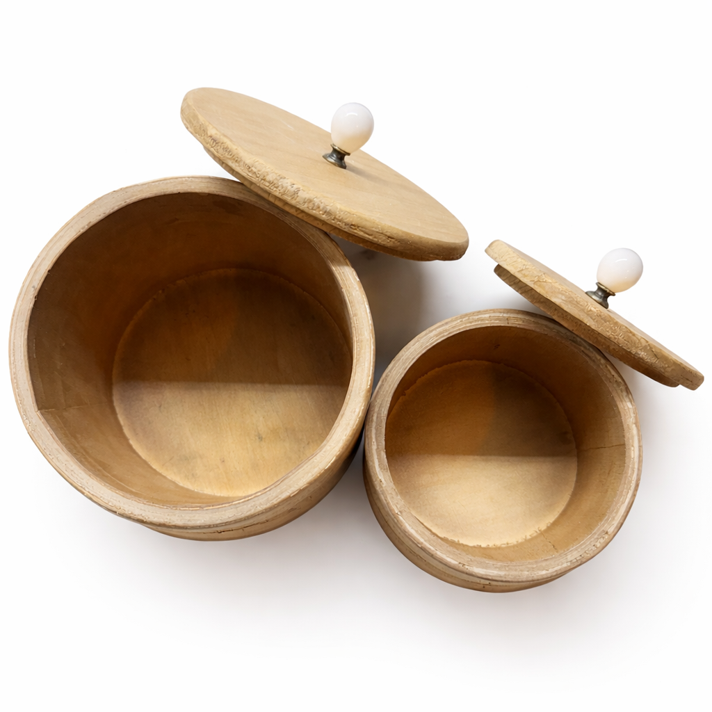 Beige Wooden Canister Set $50