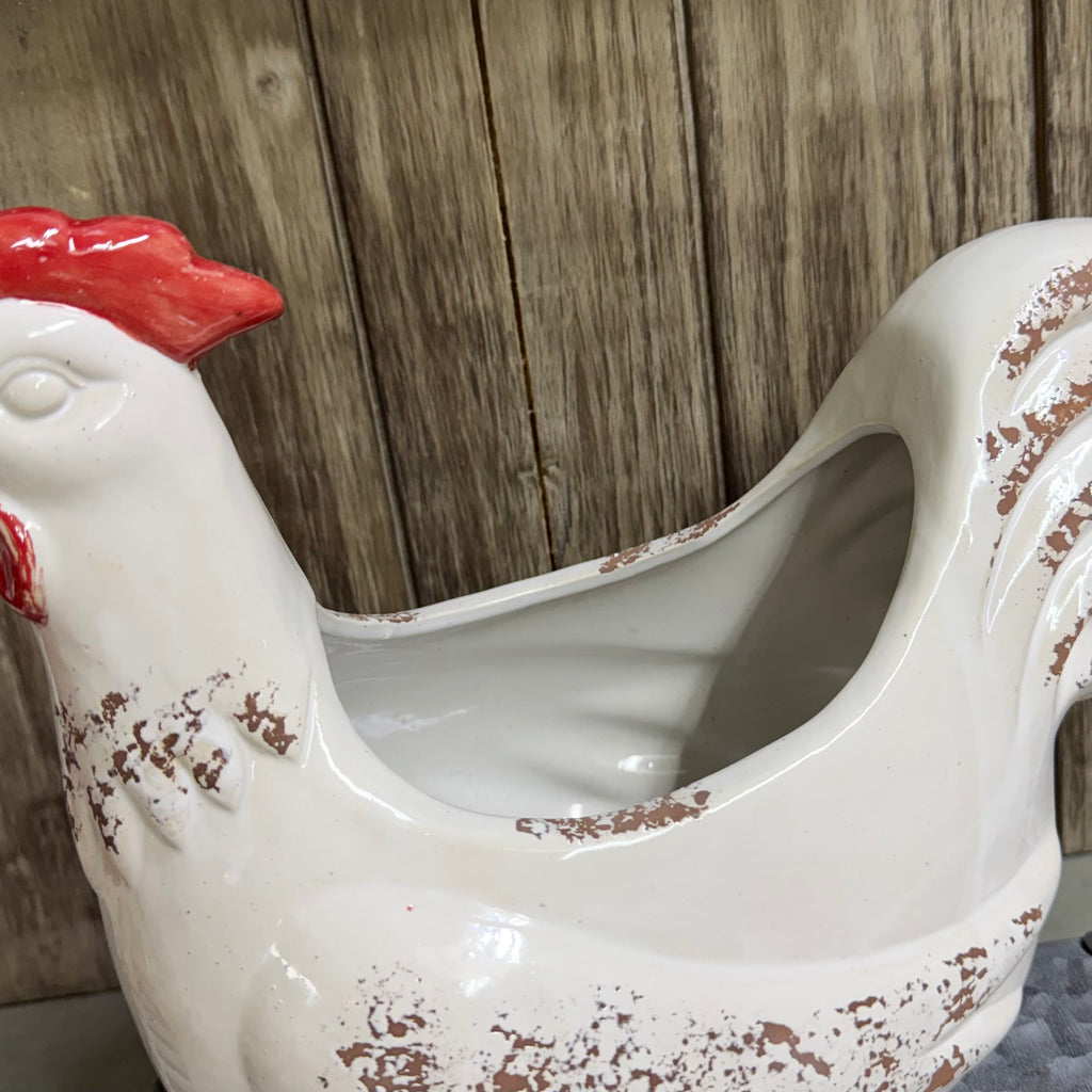 Ceramic Rooster Basket $36