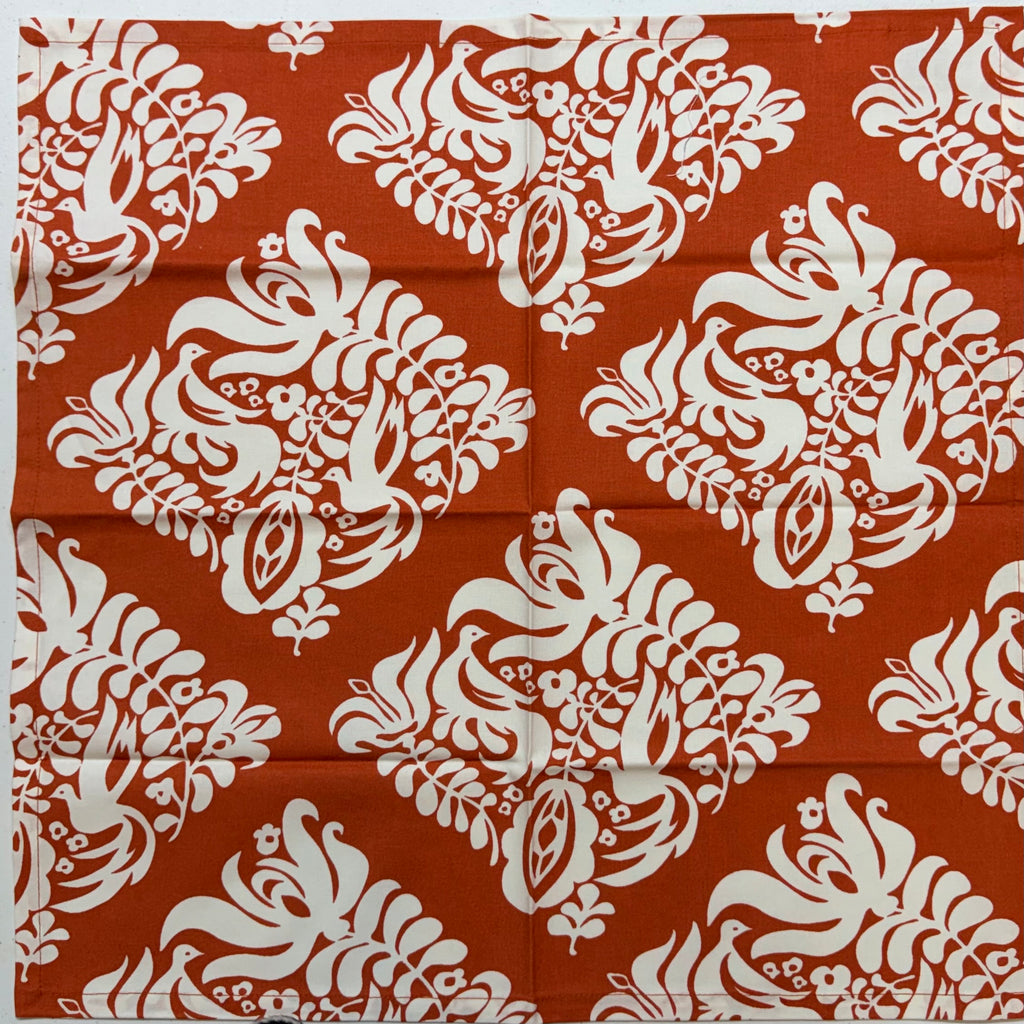Orange & White Bird Cloth Napkins $30