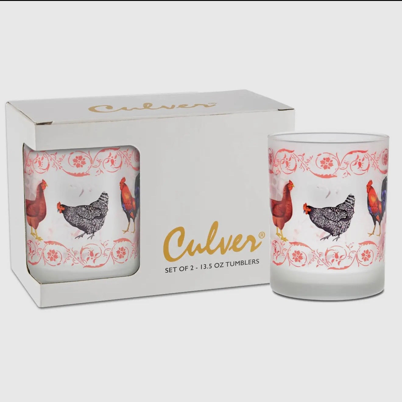 Frosted Chickens Cocktail Glass Set of 2 $25