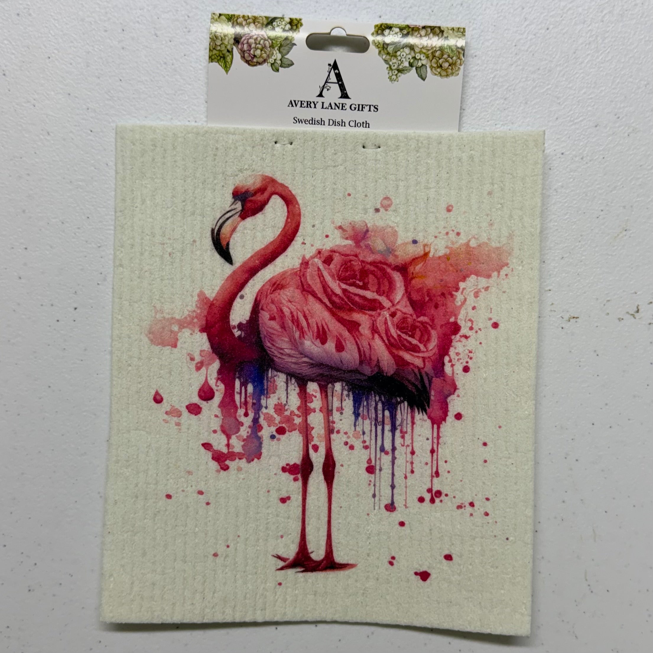 Flamingo Roses Swedish Dish Cloth $9