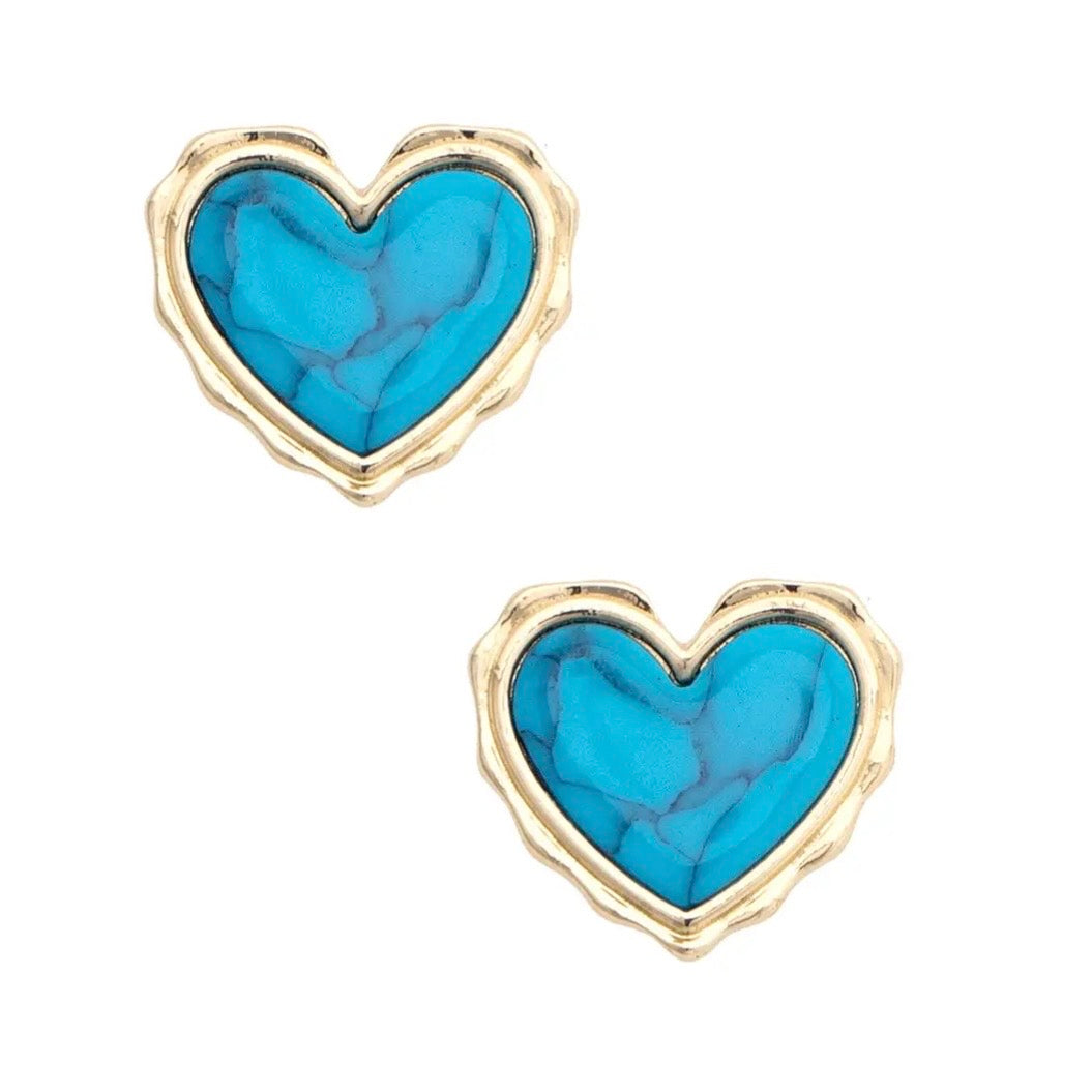 Agatha Turquoise Heart Studs $20