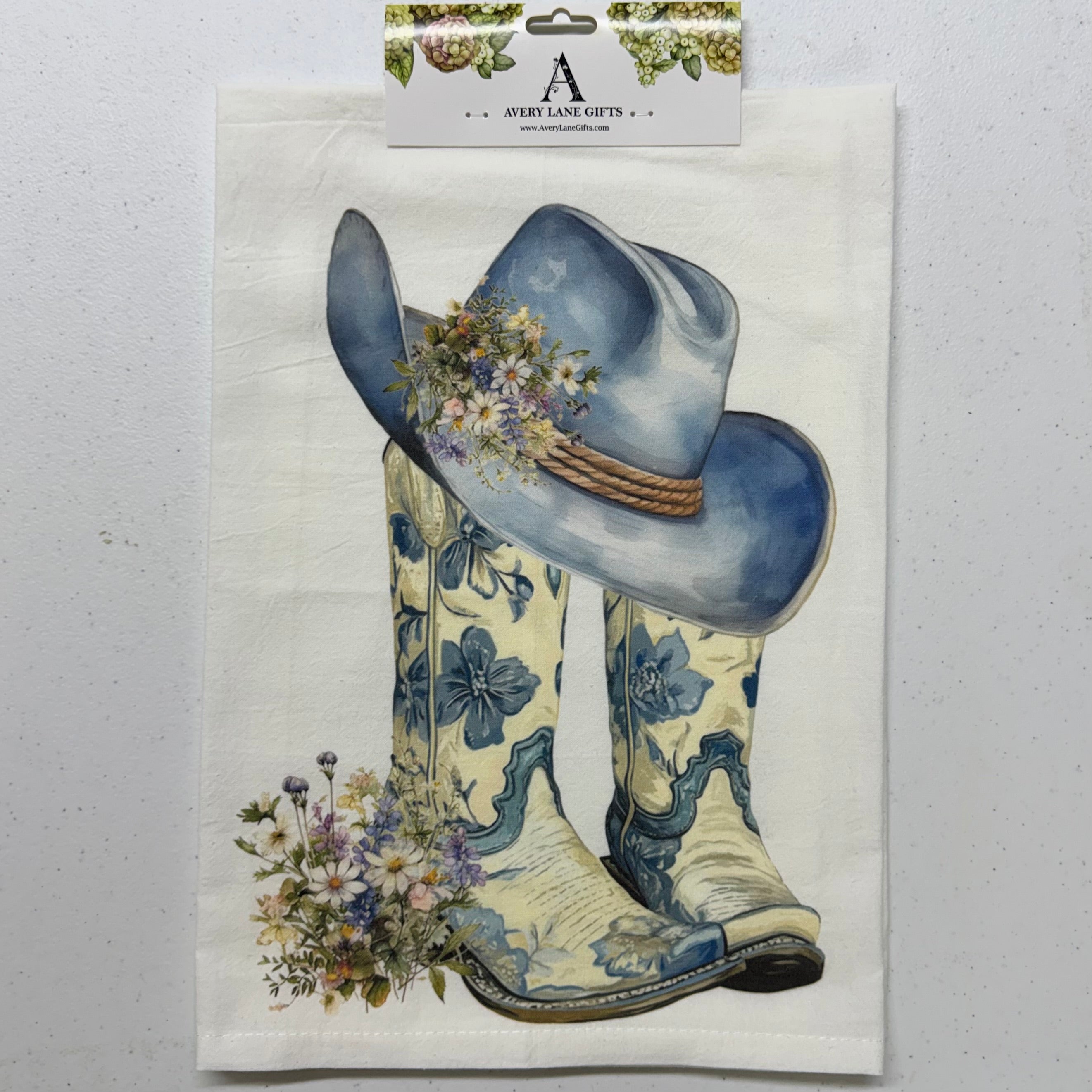 Blue Hat & Boots Towel $18