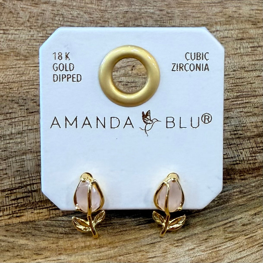 Tiny Pink Rose Studs $12