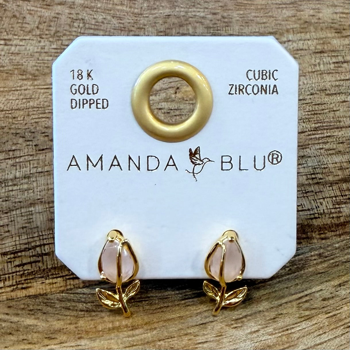 Tiny Pink Rose Studs $12