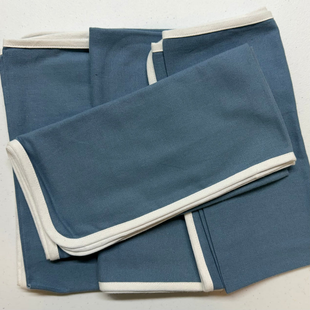 Blue with White Edge Cloth Napkins $30