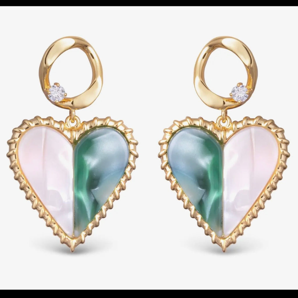 Two Toned Heart Earrings $15