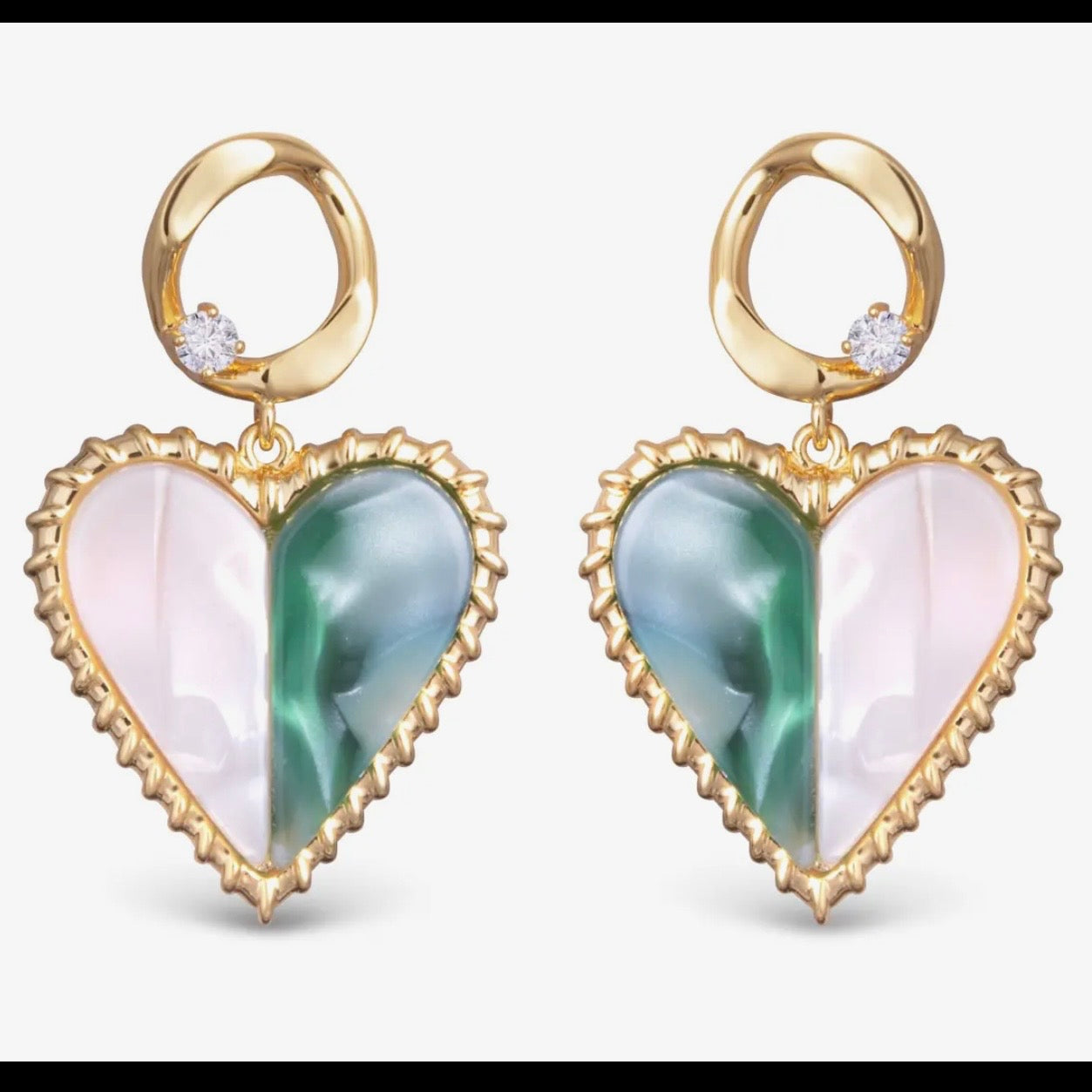 Two Toned Heart Earrings $15