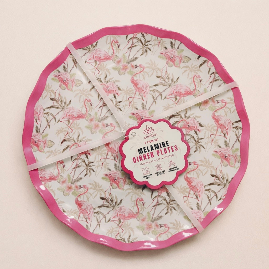 Flamingo Melamine Dinner Plates $30