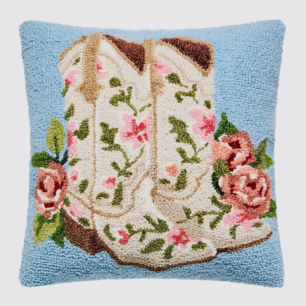 Floral Cowgirl Boots Hook Pillow $58